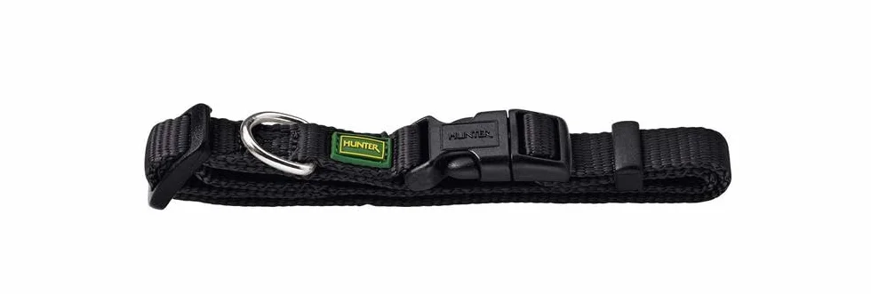 HUNTER VARIO BASIC obroża dla psa, wytrzymała, elastyczna, zapięcie na zatrzask, M/2,0, czarna