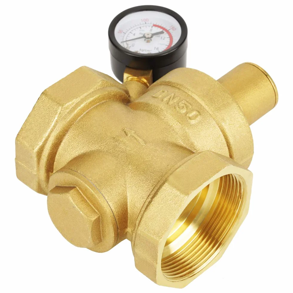 BSP DN50-Ventil, Messing Wasserdruckreduzierventil Manometer Eingangsdruck 1,6 MPa 0,05-0,8 MPa