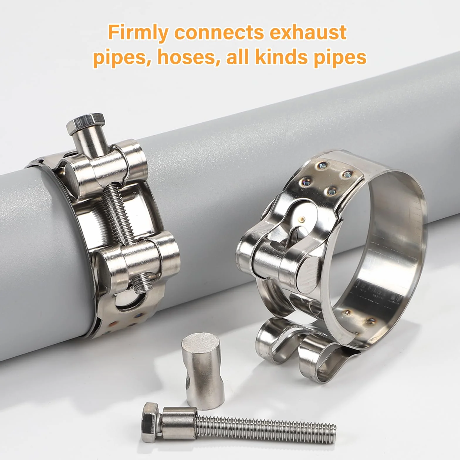 EFUTURETIME 4 szt. Opaski zaciskowe ze stali nierdzewnej 29-31 mm, szerokość 20 mm, metalowa klamra z łbem sześciokątnym do rury wydechowej motocykla, rur i rur