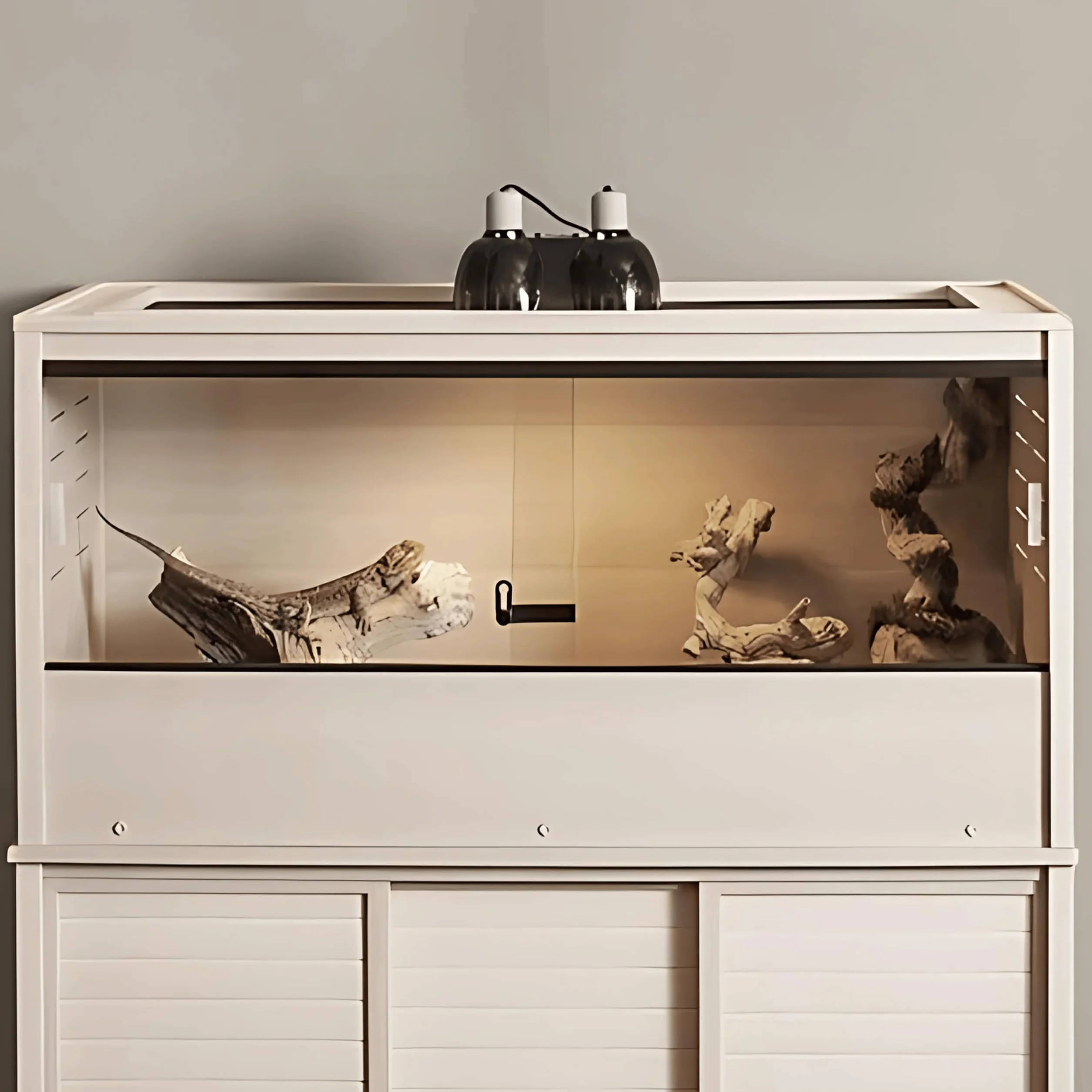 Duże terrarium dla gadów i innych małych zwierząt Mojave - 122x61x58cm - Dekoracyjny do wnętrz (jasnobrązowy)