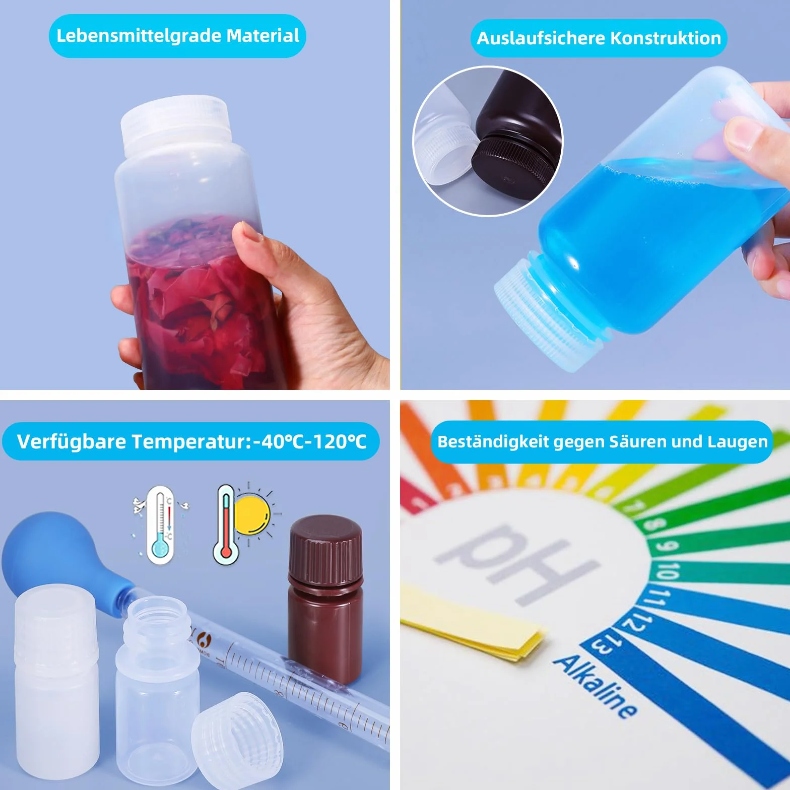 Butelka z odczynnikiem laboratoryjnym PP 250 ml, szczelna, przezroczysta pojemnik chemiczny
