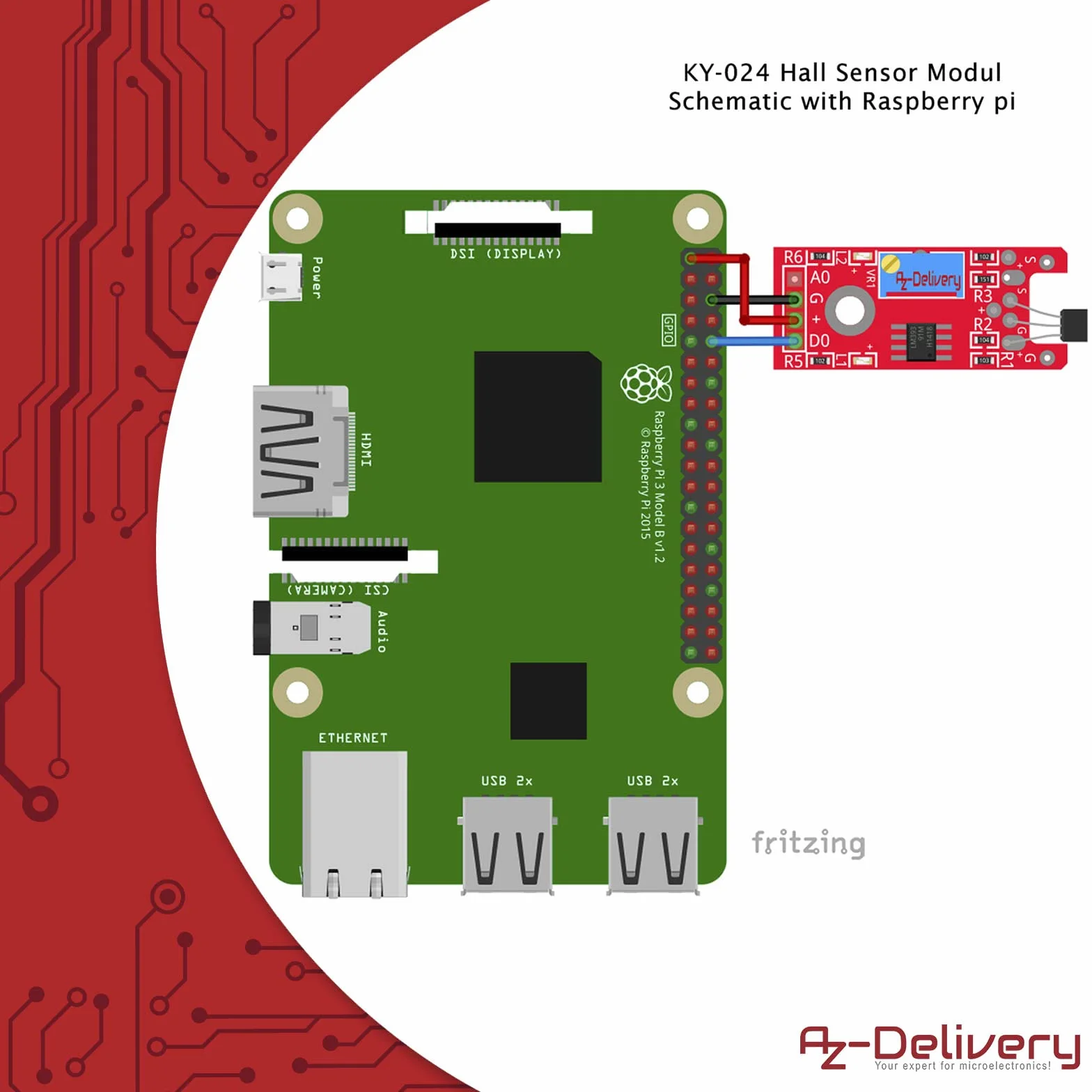 AZDelivery KY-024 Linear Magnetic Hall Sensor kompatybilny z Arduino Raspberry Pi