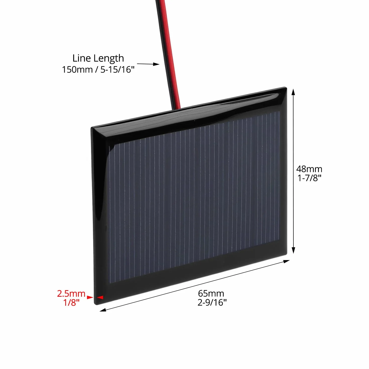 QWORK Zestaw 6 paneli słonecznych Micro Mini 3 V 0,3 W 80 mA z kablem 15 cm, 65 x 48 mm - kompaktowy i wydajny do projektów DIY i elektroniki