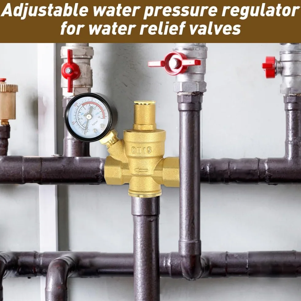 Mosiężny zawór redukujący ciśnienie DN15 z miernikiem, regulator ciśnienia