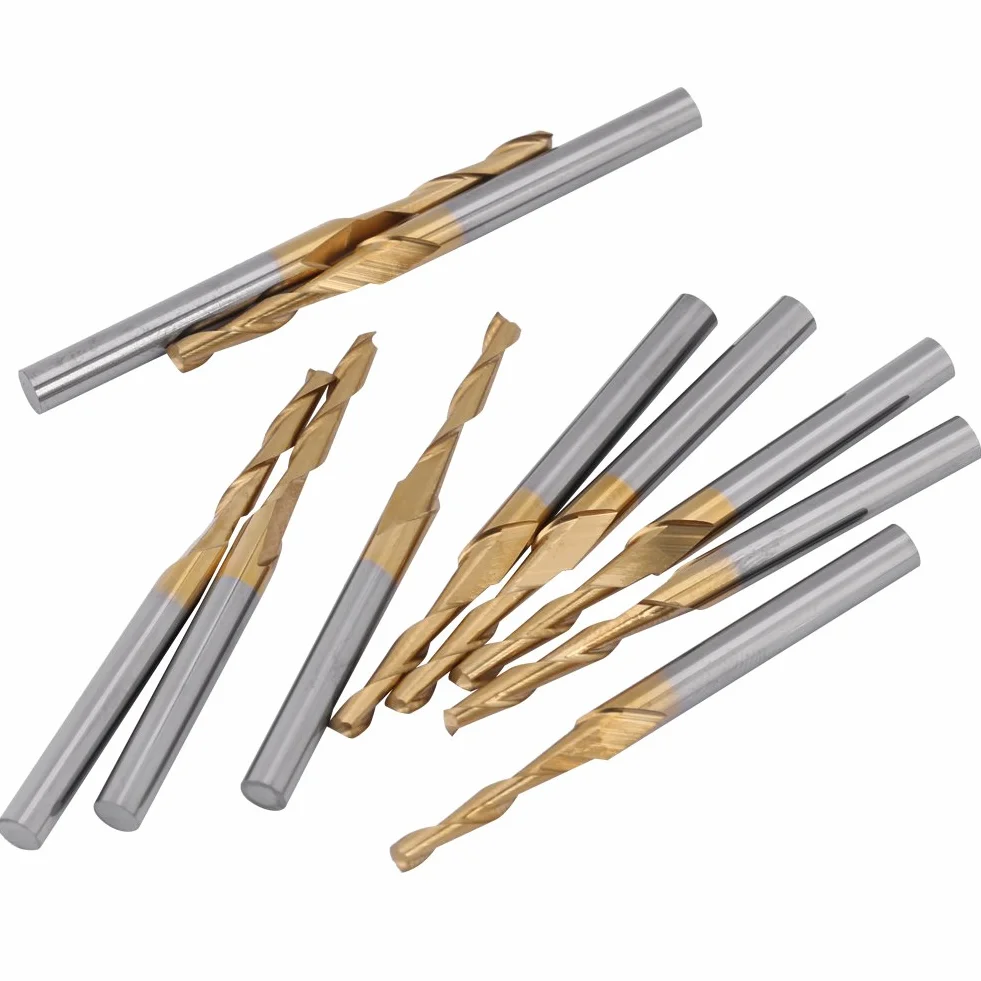 Frez trzpieniowy z twardego metalu tytanowego 3,175 mm 2 mm zestaw 10 szt.