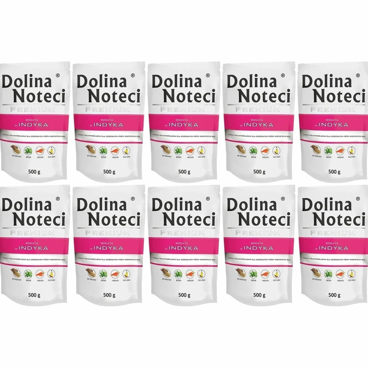 Dolina Noteci Mokra karma premium dla psów, bogata w indyka bezglutenowa, 10 x 500 g