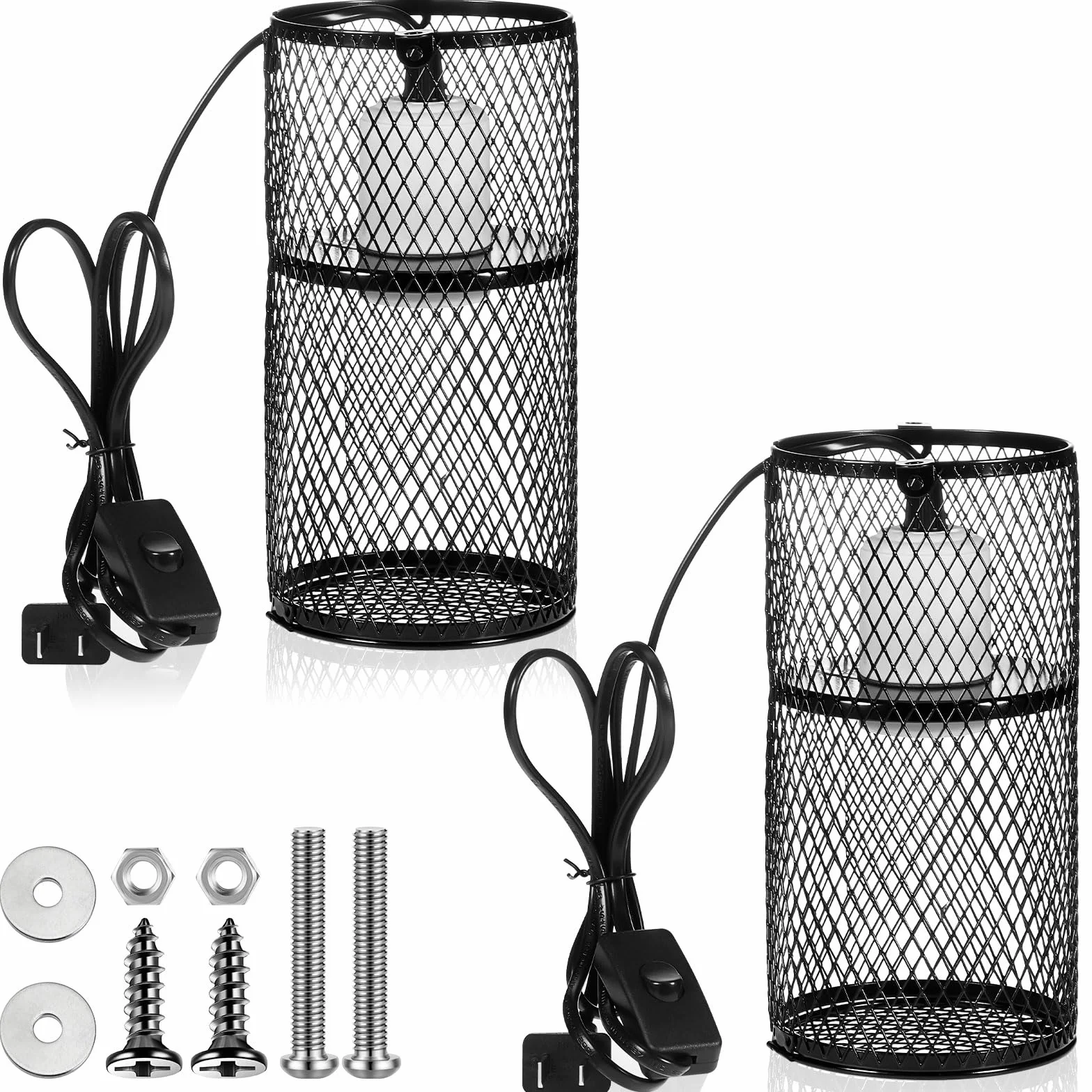Osłona lampy grzewczej dla gadów z ceramicznym emiterem ciepła 150 W, odporna na oparzenia, uchwyt na lampę grzewczą, klatka siatkowa, ochrona gadów, abażury dla gadów, jaszczurki, węża, piskląt