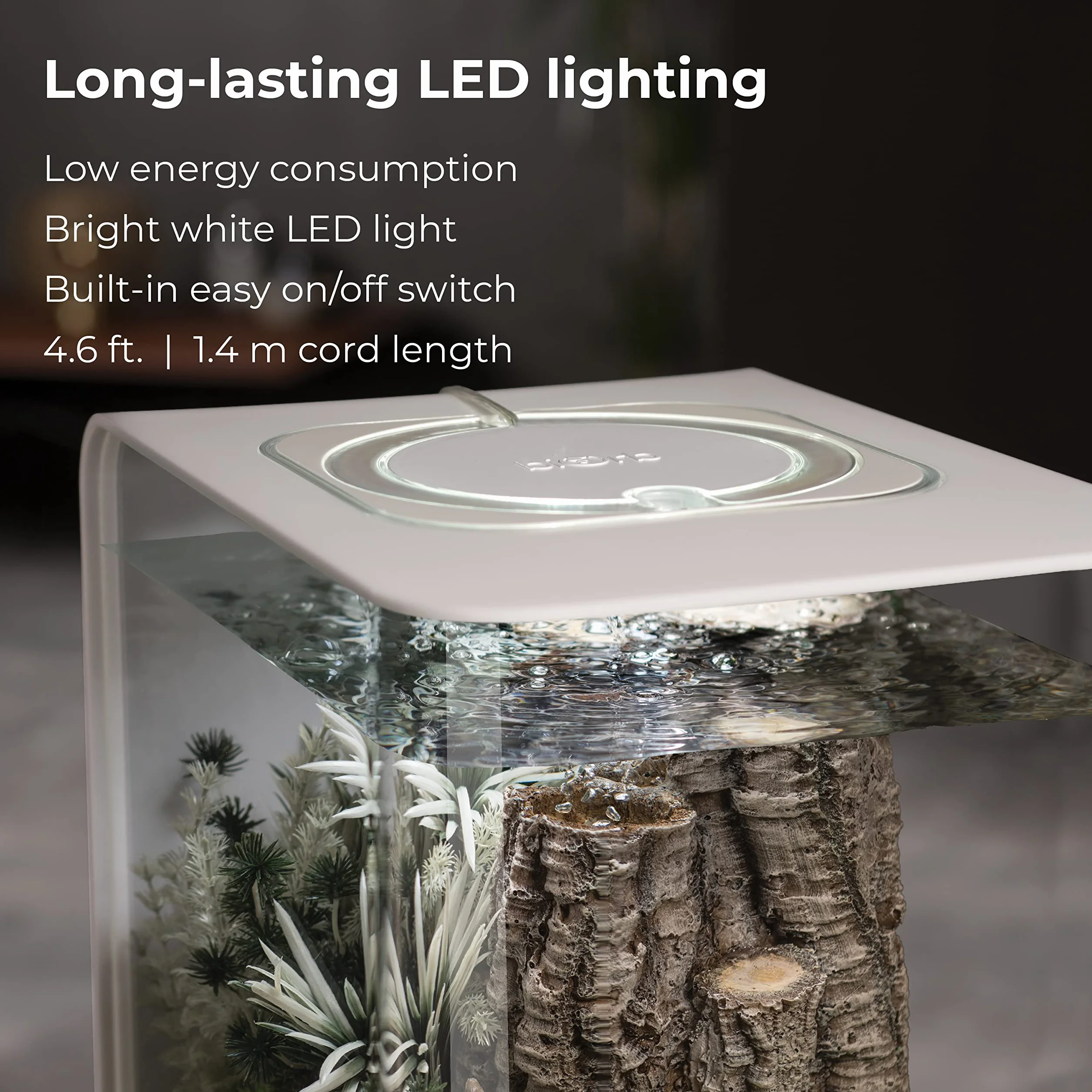 biOrb 72034 FLOW 30 diod LED w kolorze białym – elegancki designerski zestaw do akwarium, kompletny zestaw z systemem filtra, oświetleniem LED, żwirem i odpływem powietrza z wytrzymałego szkła