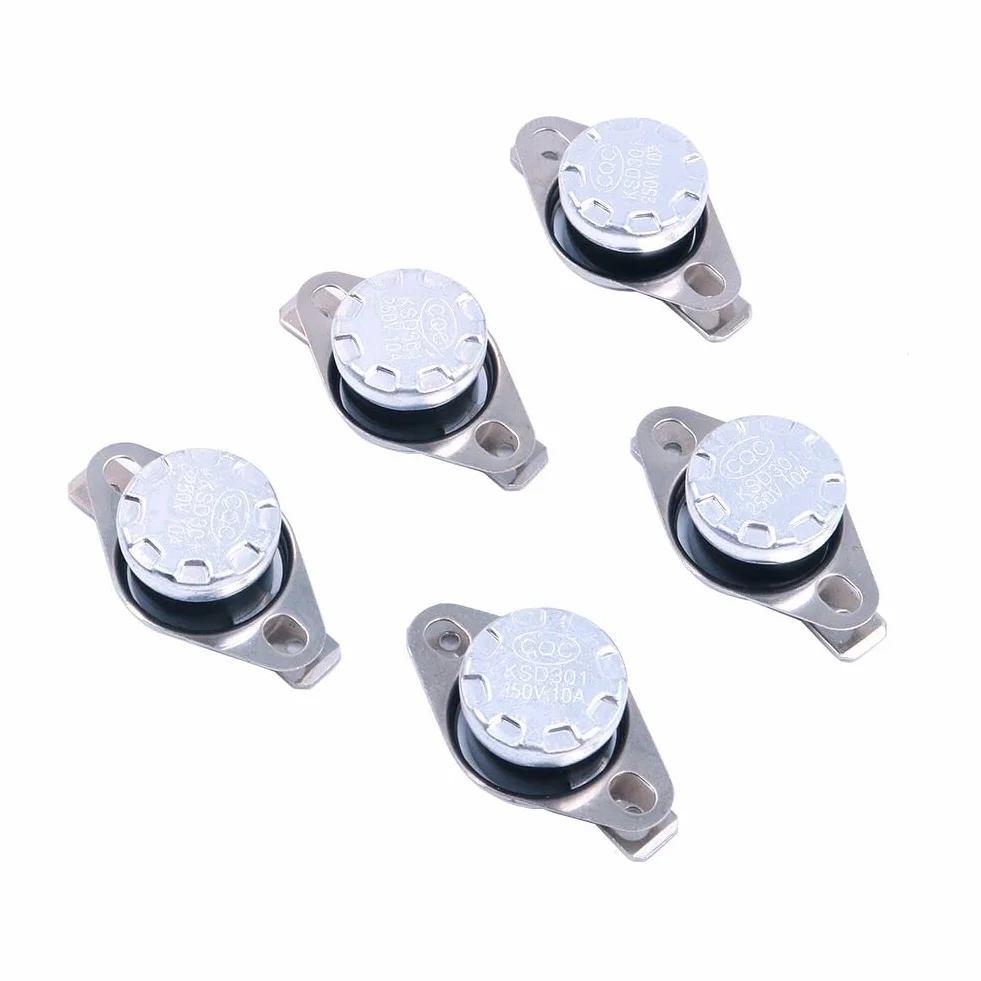 DollaTek 5-pak KSD301 termostat 45 stopni Celsjusza prze??cznik sterowania termicznego 250 V 10 A normalnie zamkni?ty prze??cznik temperatury termostatu NC