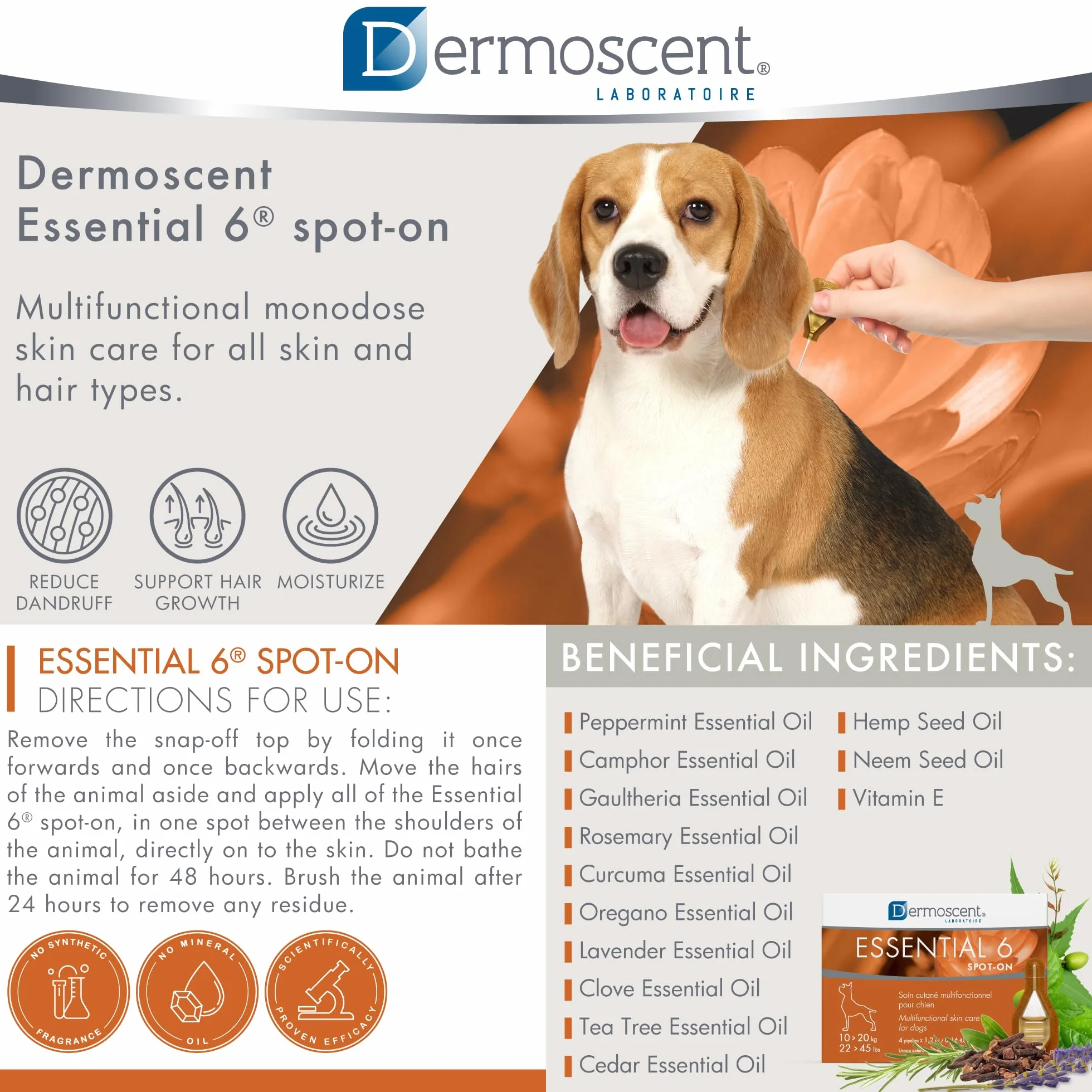 Dermoscent SpotOn pielęgnacja skóry dla średnich psów od 22 do 20 kg (10 do 20 kg)