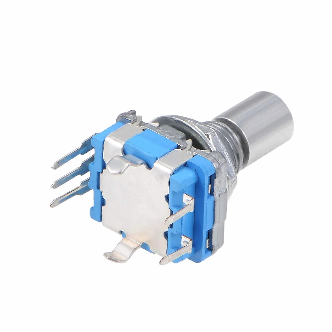 sourcing map Enkoder obrotowy 360 stopni Przełącznik kodu Potencjometr cyfrowy EC11 7-pinowy 15mm D-Shaft 2szt