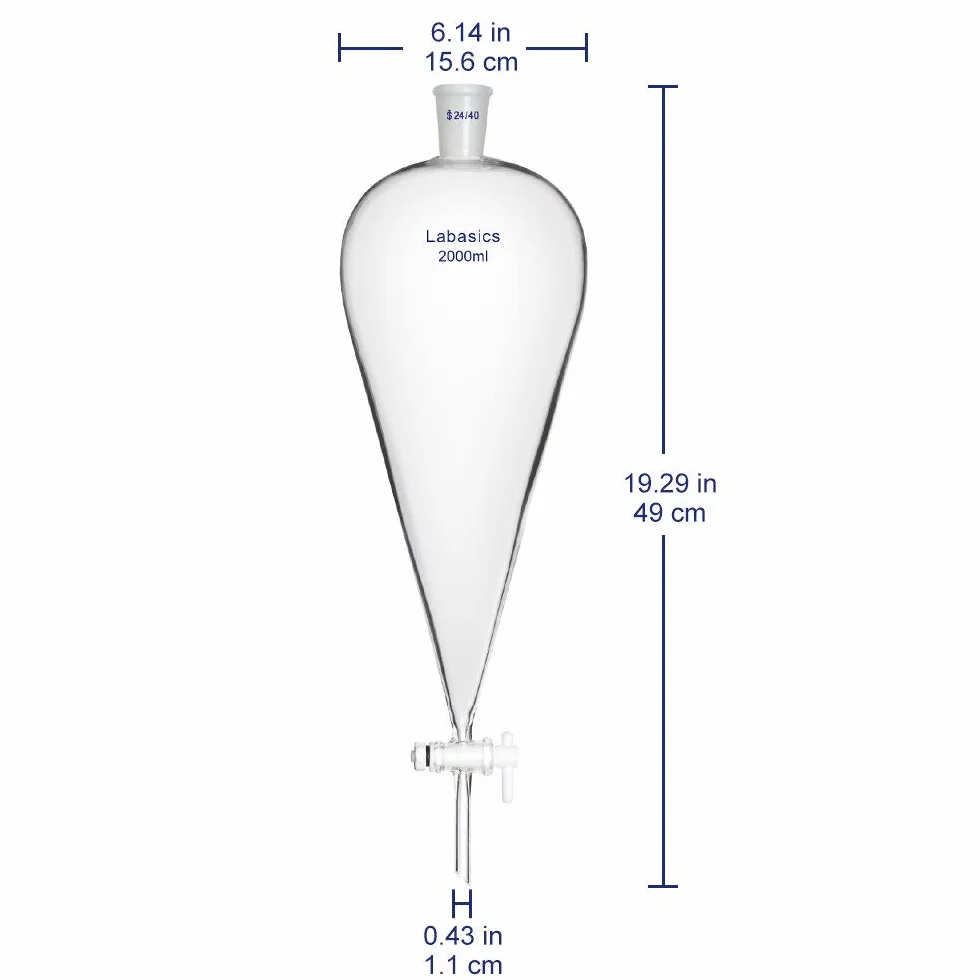 Labasics stożkowy rozdzielacz szkło borokrzemowe 2000 ml z korkiem PTFE