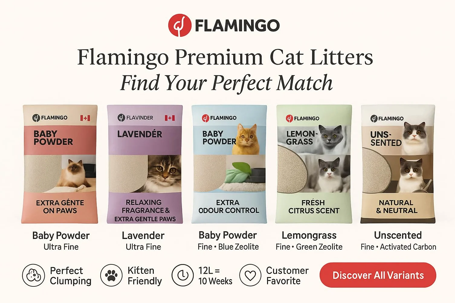 Flamingo Żwirek dla kotów - neutralny zapach - granulat węglowy - 12 kg na 10 tygodni - Pochodzenie Kanada - neutralizują nieprzyjemne zapachy - łagodne dla łap - również dla kociąt