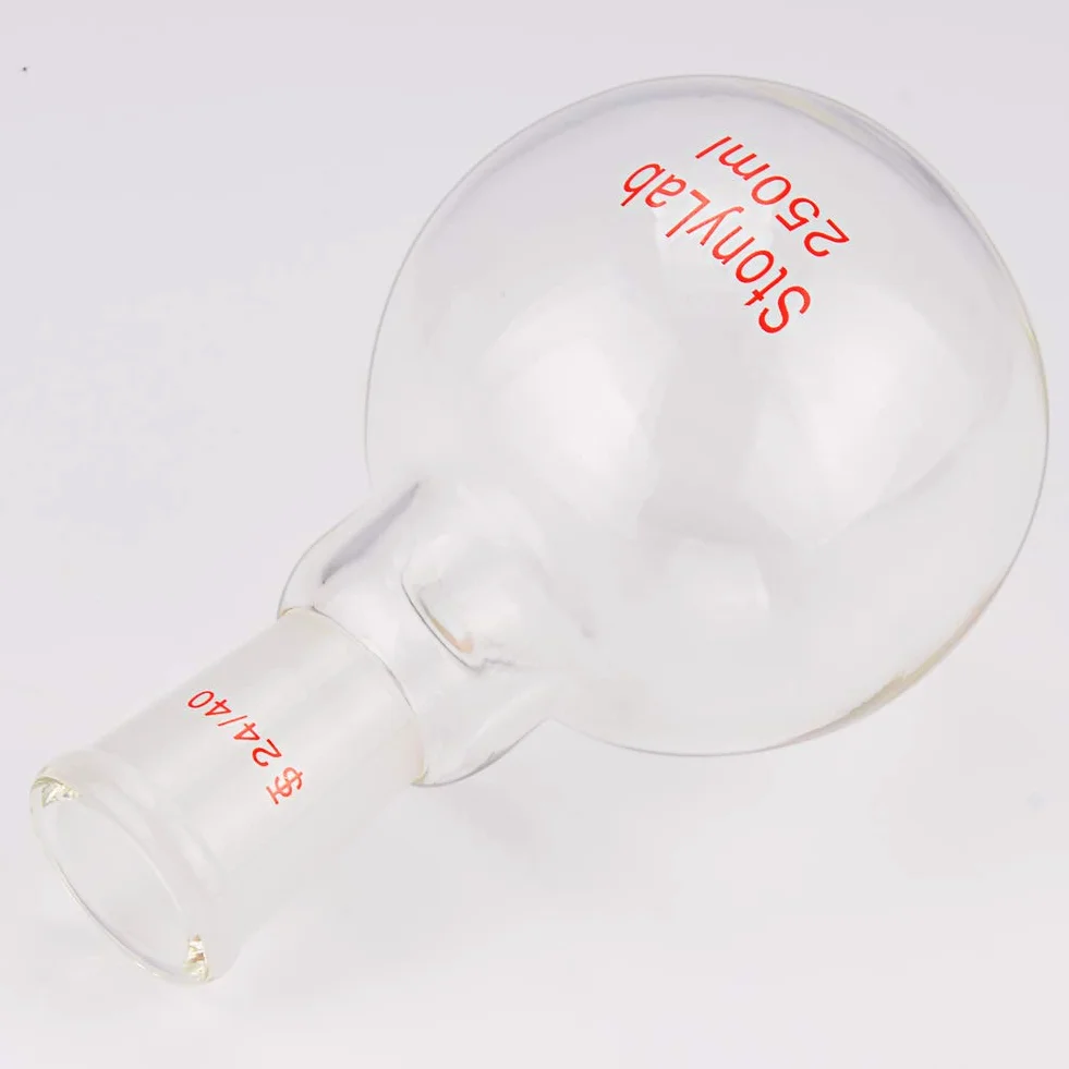 StonyLab 250ml Glas Einhals Flachboden Kochflasche mit 24/40 Standard Taper
