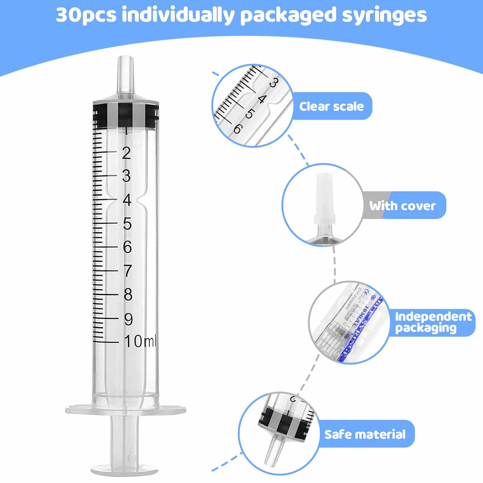 Strzykawki 10 ml 30 sztuk jednorazowe z nasadką dozujące