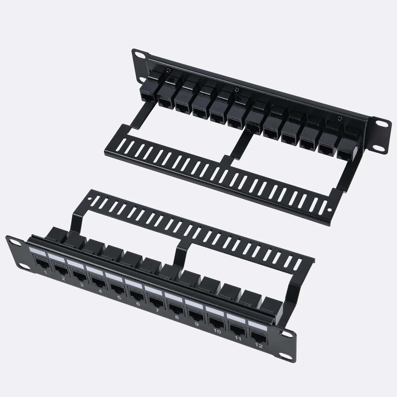 GeeekPi 12-portowy panel krosowy Cat6 1U Keystone do szafy serwerowej 25 cm