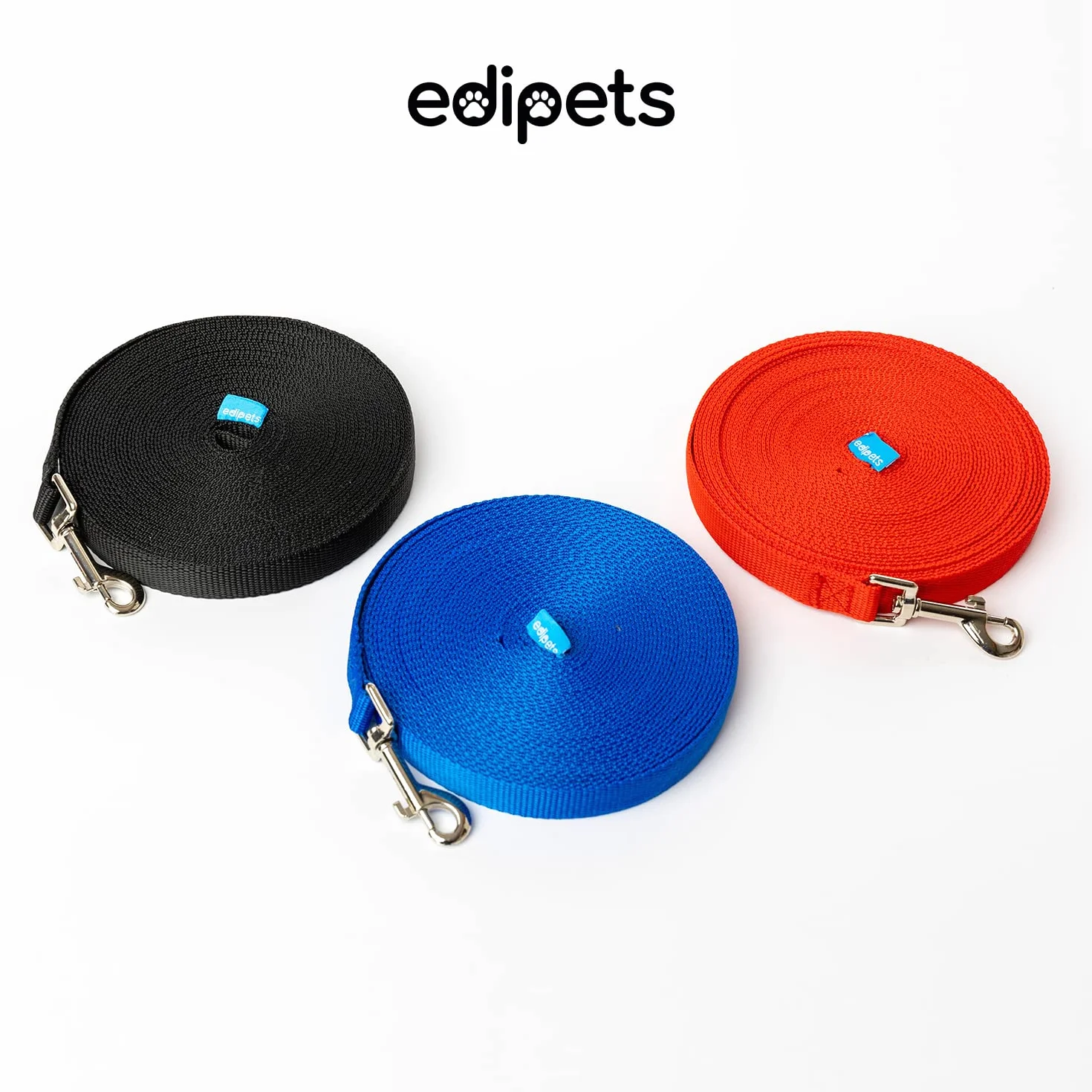 Edipets, Długa smycz dla psa, treningowa, wytrzymała 1,5 m, 3 m, 5 m, 10 m, 15 m, z nylonu, mocna na kemping spacer, dla psów/zwierząt dużych/średni/małych (15 metrów, ciemnoniebieski)