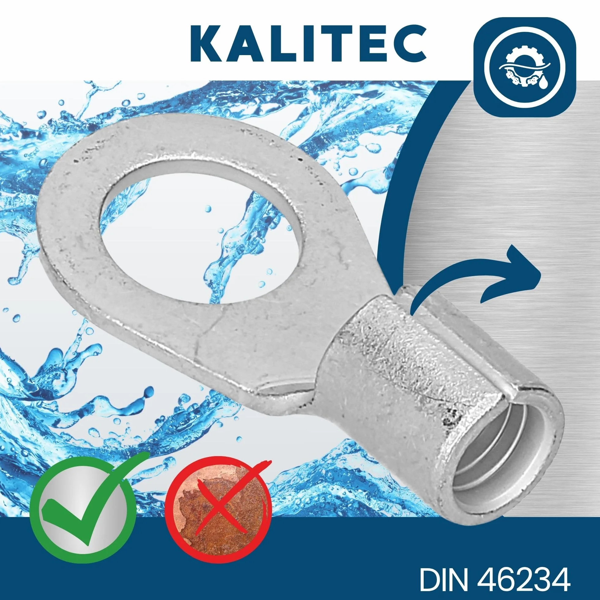 Kalitec Q10-8 końcówka zaciskowa 10 mm² M8 nieizolowana DIN 46234
