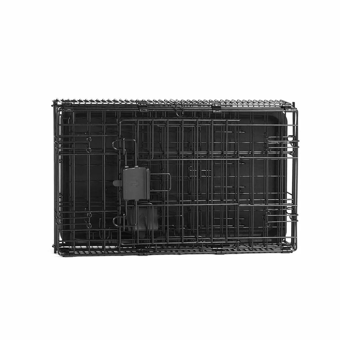 Amazon Basics Klatka dla psów, z drutu metalowego, wytrzymała, składana, z podstawką, podwójne drzwiczki, 56 x 33 x 41 cm (dł. x. szer. x wys.), czarna