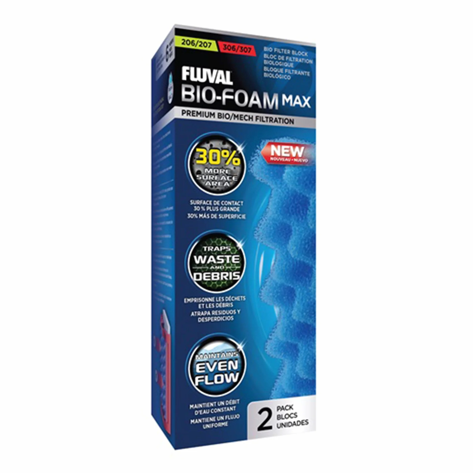 Fluval A Bio Foam Max Filtr Piankowy, Niebieski, 2 Szt./ 206/207 & 306/307