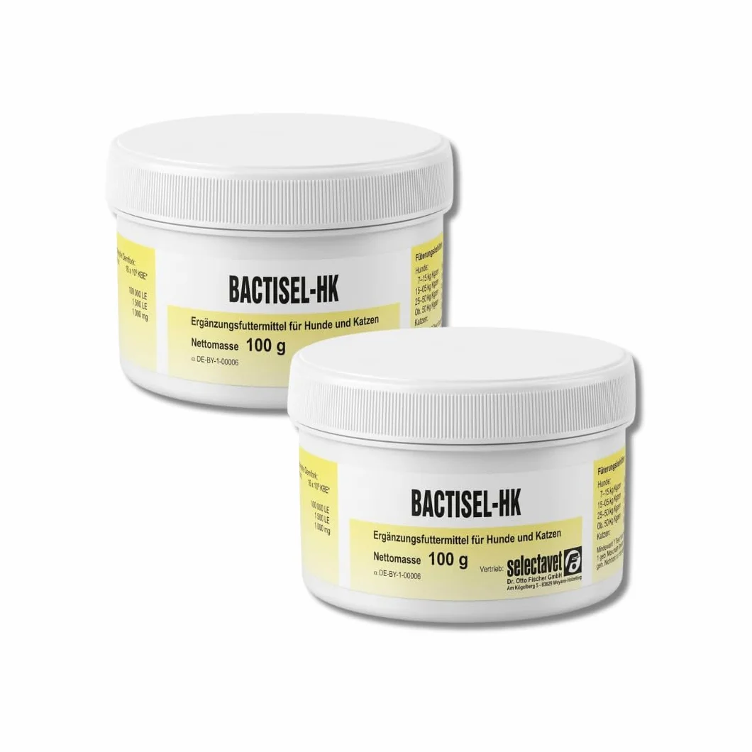 Selectavet Bactisel-HK proszek | dwupak | 2 x 100 g | karma uzupełniająca dla psów i kotów | do wspomagania biegunki | do stabilizacji mikroflory jelitowej