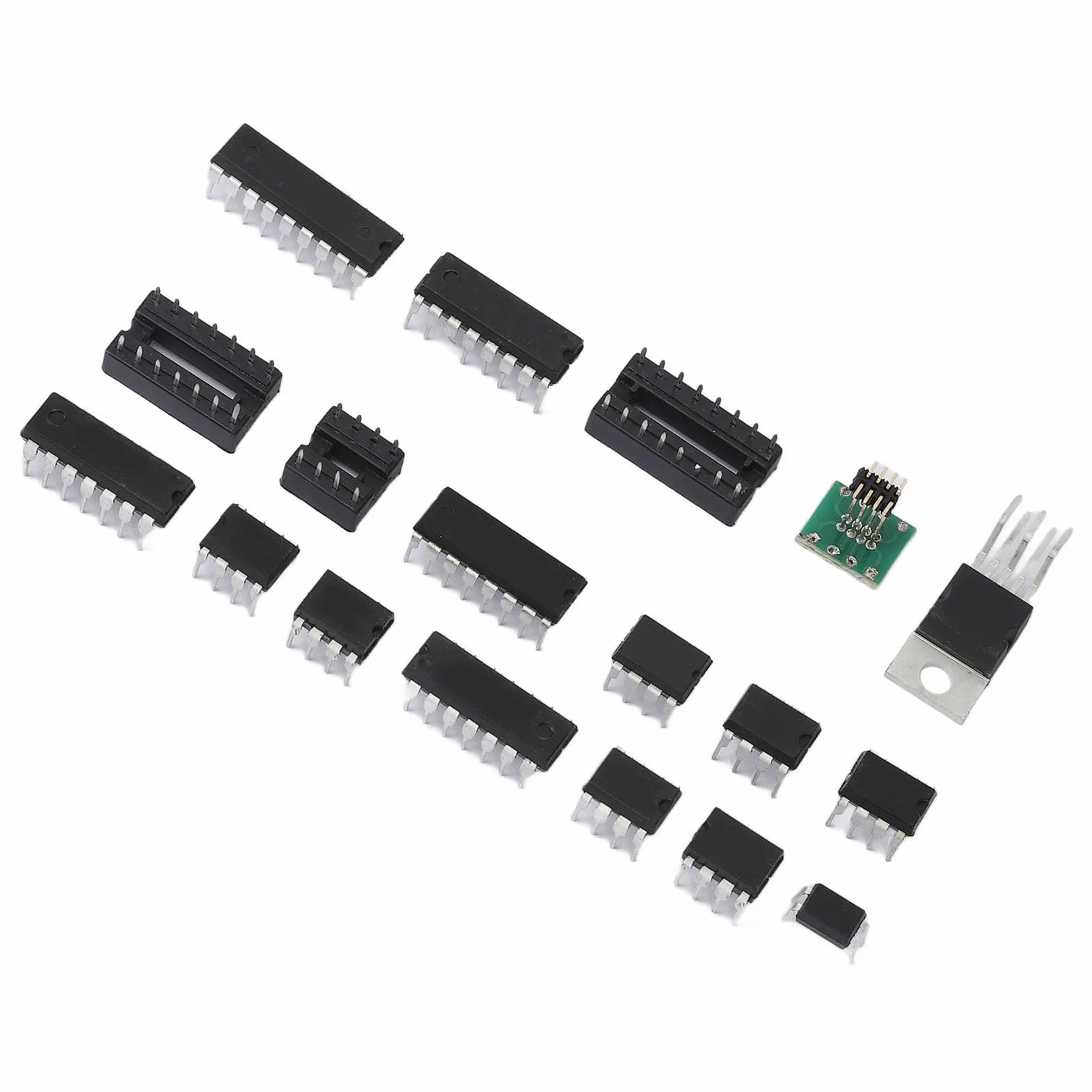 Zestaw Asortymentowy IC Opamp Oscillator – 150 szt. Zintegrowany Zestaw Układów Scalonych XL, Chipy i Gniazda do Sprzętu Elektronicznego