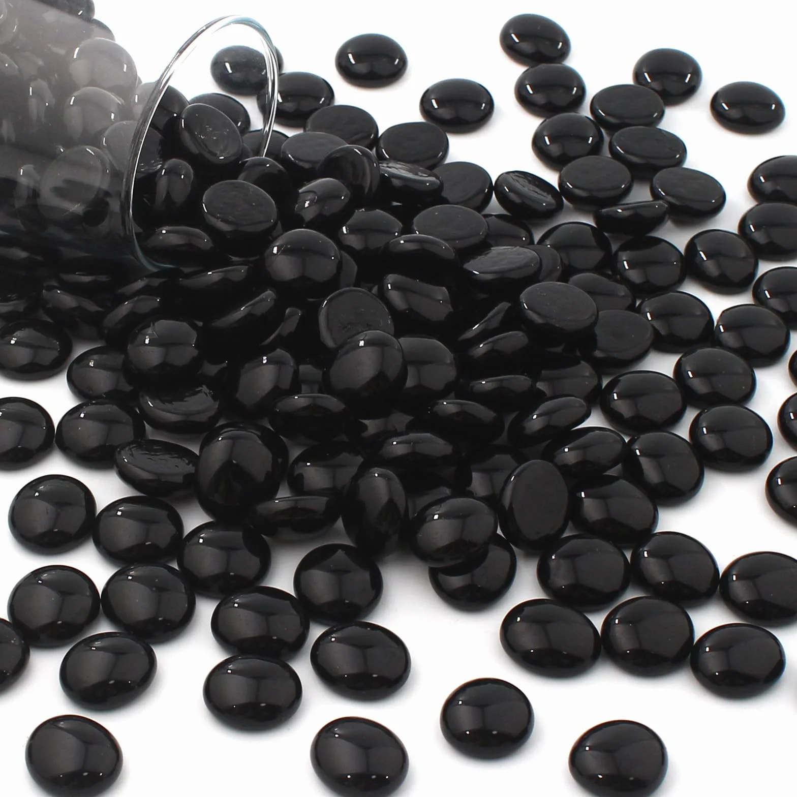 Czarne płaskie szklane koraliki, marmurki, 1,0 kg, gładkie kamyki do akwarium, akwarium, akwarium, skały, wazon, wypełniacze, kwiaty, DIY, rzemiosło, klejnoty, wystrój domu