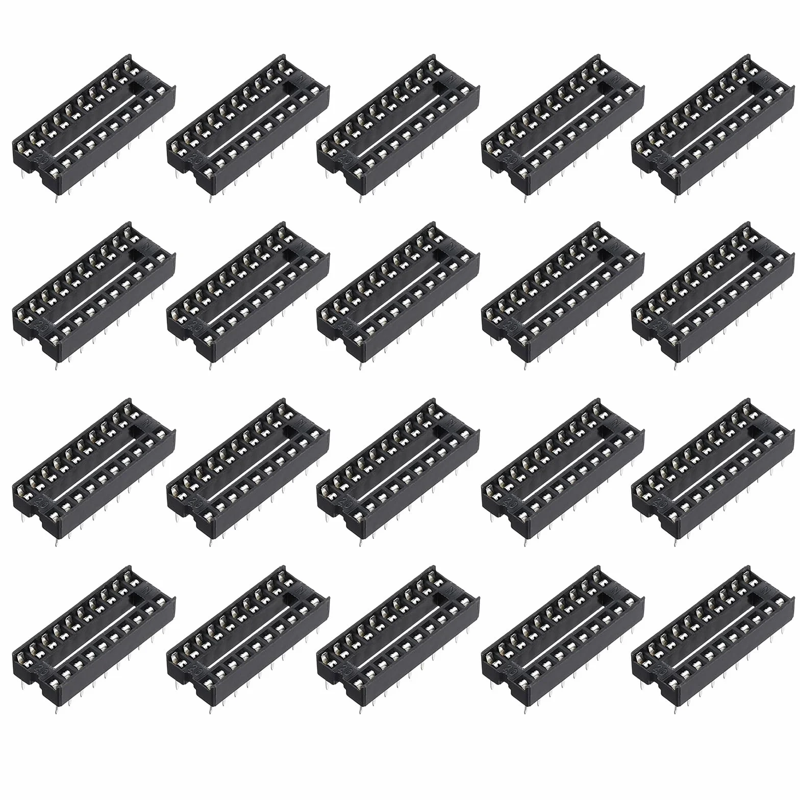 QUARKZMAN 40 sztuk DIP IC Chip Socket Adapter 20-pin 2,54 mm Pitch do Breadboard PCB