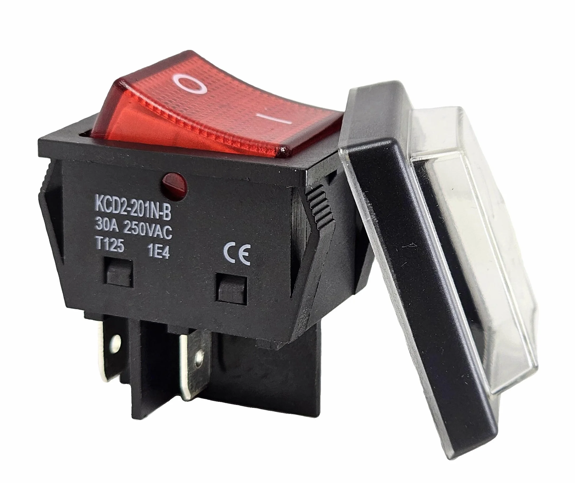Przełącznik kołyskowy czerwony wodoszczelny 30 A 250V 4 piny 30x22 mm podświetlany