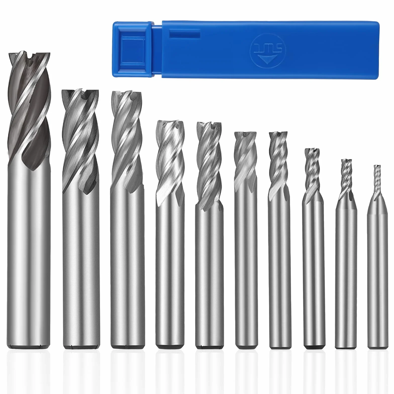 HSEAMALL Zestaw frezów trzpieniowych HSS 10-częściowy 2-12 mm 4 rowki frezy CNC do metalu