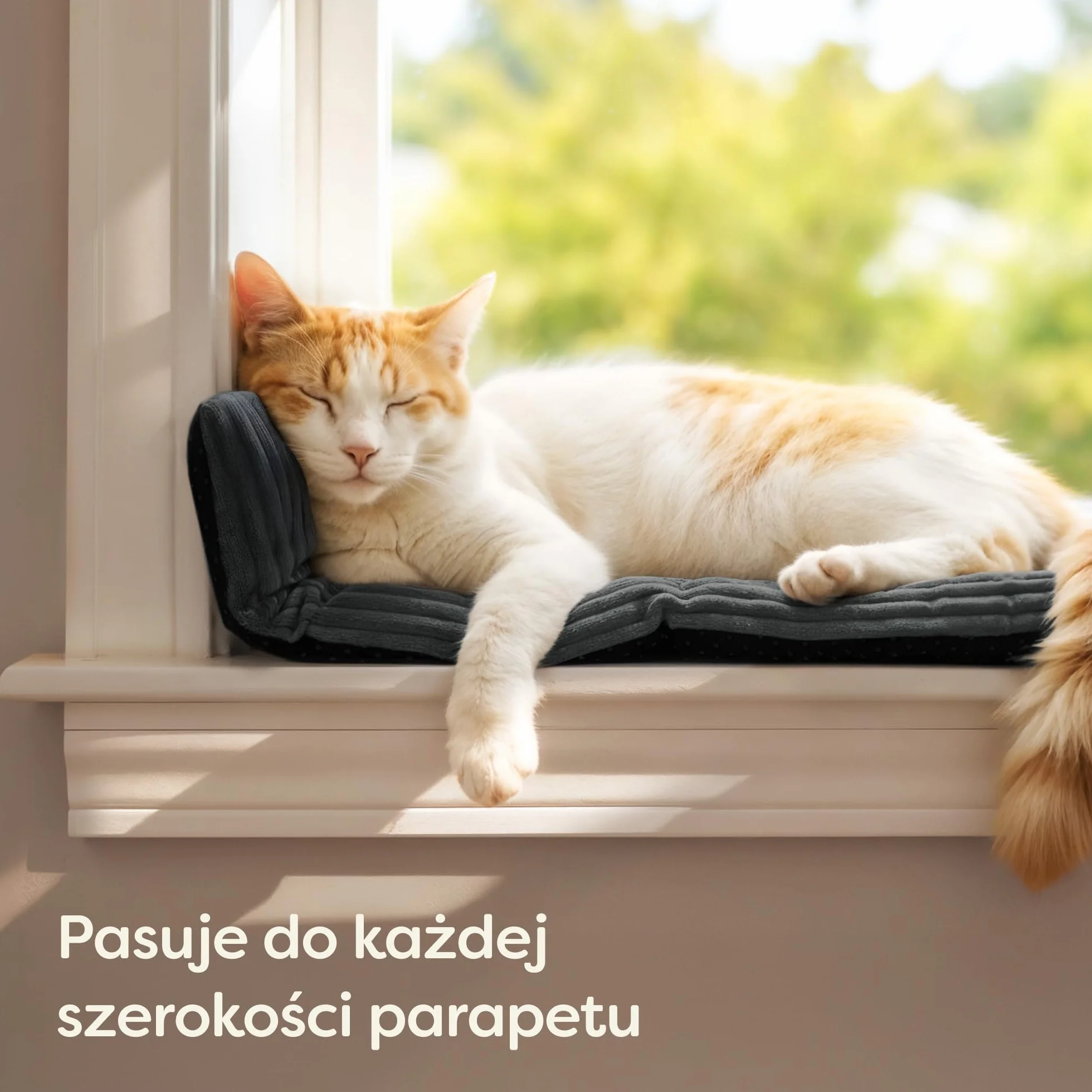 Knupis Legowisko dla Kota na Parapet 90 x 28 cm – Samonagrzewające bez prądu – Miękkie i Dźwiękochłonne – Zdejmowany, prany pokrowiec – Z antypoślizgowym spodem – Szare