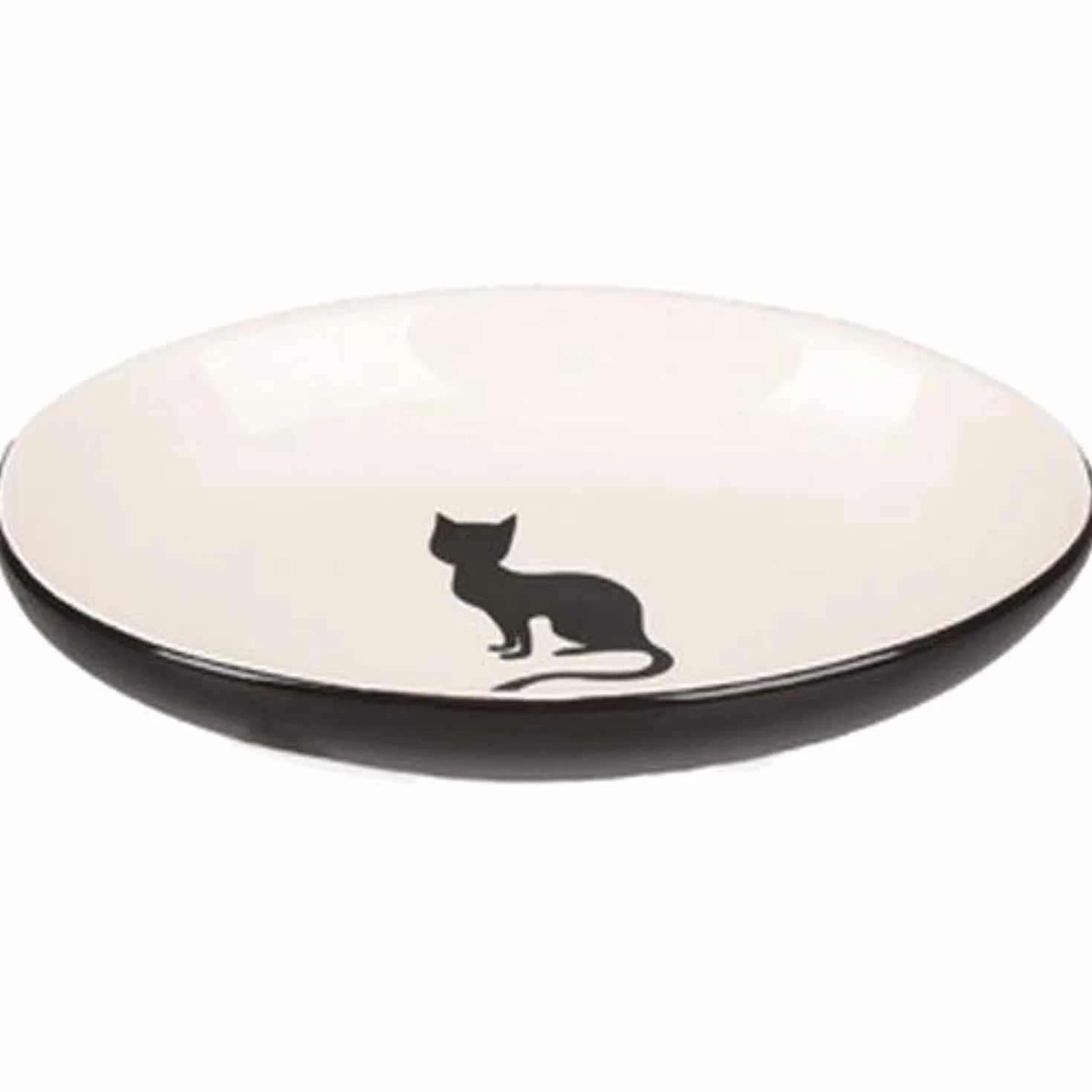 Flamingo 560687 talerz kot Nala ceramiczny owalny czarno-biały 90 ml 13 cm