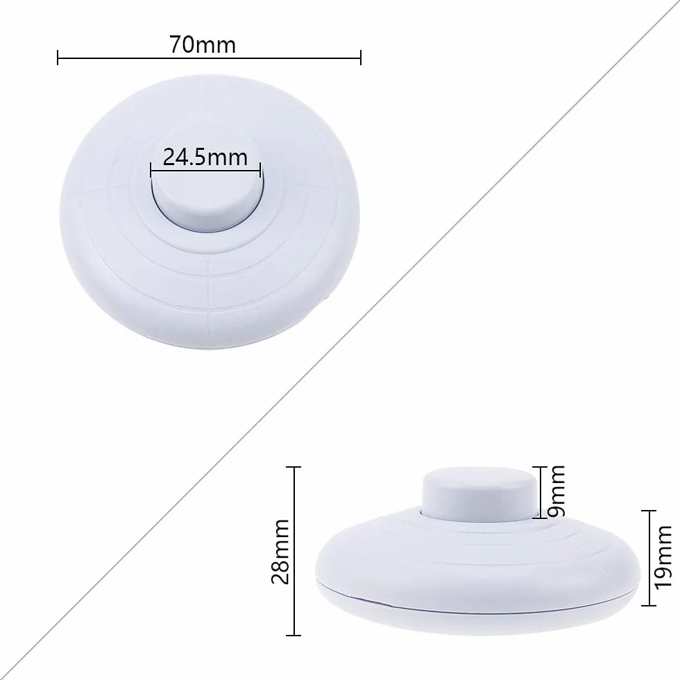Przełącznik nożny okrągły 250 V 2 A biały matowy Ø 65 mm