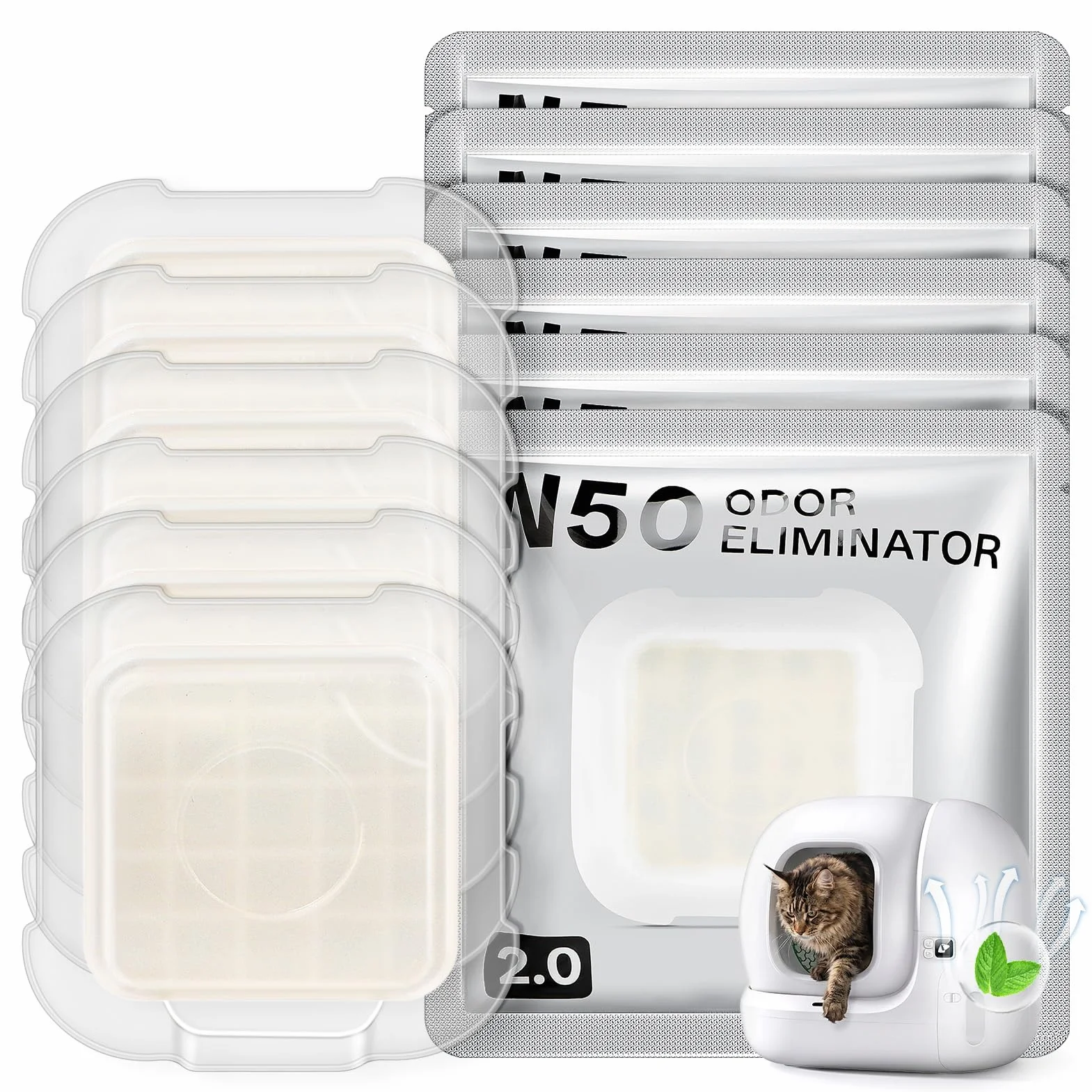6 x N50 2.0 eliminator zapachów do PETKIT Pura Max / Pura Max 2 / Purobot Max Pro samoczyszcząca kuweta dla kotów, długotrwała kontrola zapachu, zwalcza zapachy, usuwa uporczywe zapachy