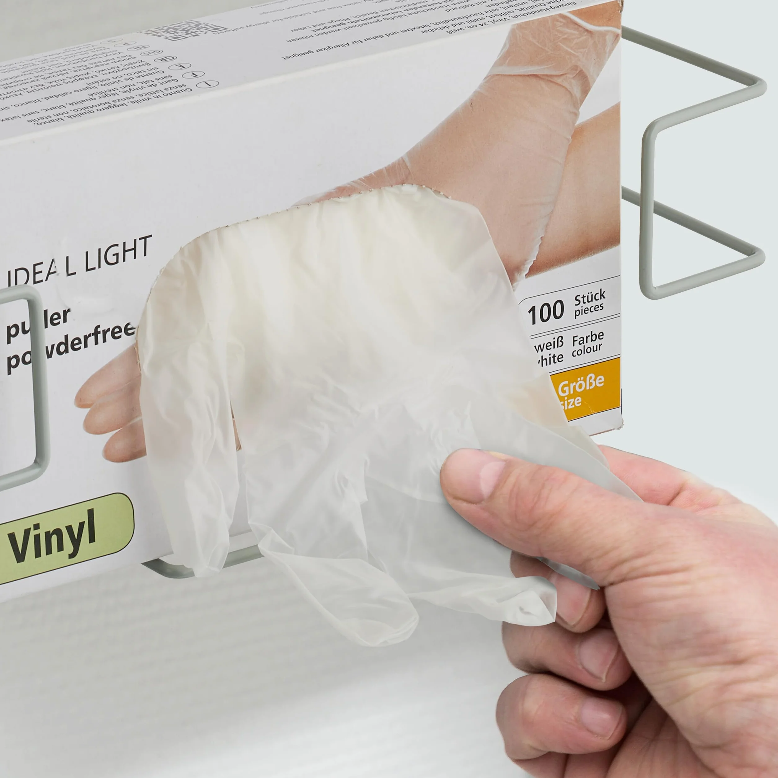 Relaxdays Dozownik rękawiczek, zestaw 2 sztuk, do jednorazowych schowków na rękawiczki, ściana, wys. x gł.: 9,5 x 28 x 9,5 cm, żelazo, szary