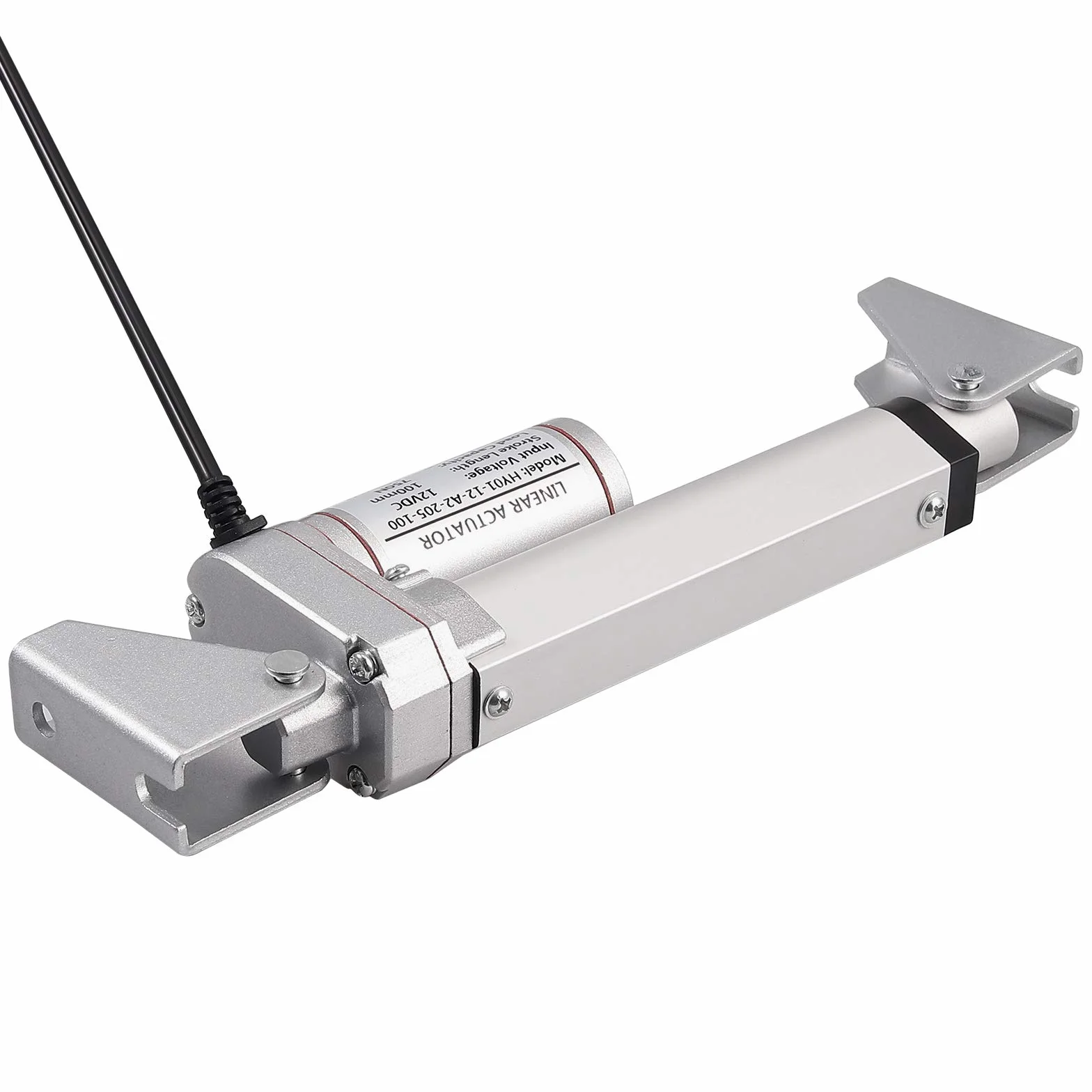 AUTOUTLET Silnik liniowy, napęd regulacyjny, otwieracz bramy, silnik liniowy DC 12 V, 750 N, 100 mm, 10 mm/s, elektryczny cylinder silnik prądu stałego z uchwytem 2 x, do mebli samochodowych itp.,