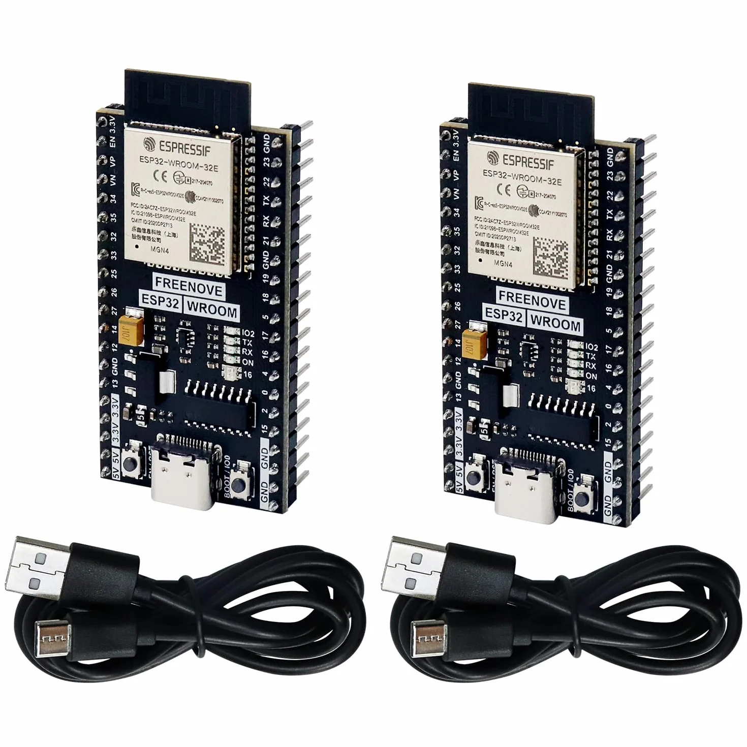 Freenove ESP32 Dev Board Kit 2-Pack Dual-Core 32-Bit 240 MHz WiFi+BT Python C Tutorial