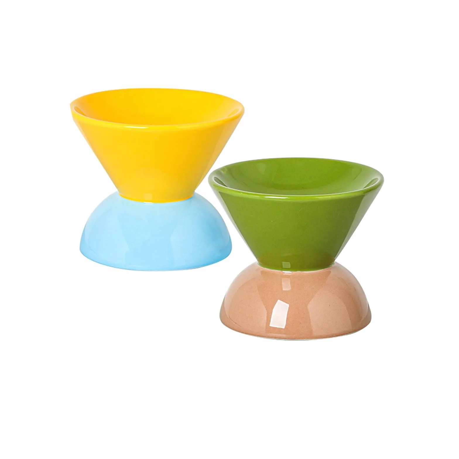 Podwyższona miska dla kota, ceramiczna miska na karmę dla psów i miska na wodę, antypoślizgowa miska dla psa, podwójne miski dla zwierząt domowych, dla kotów domowych, sucha/mokra karma