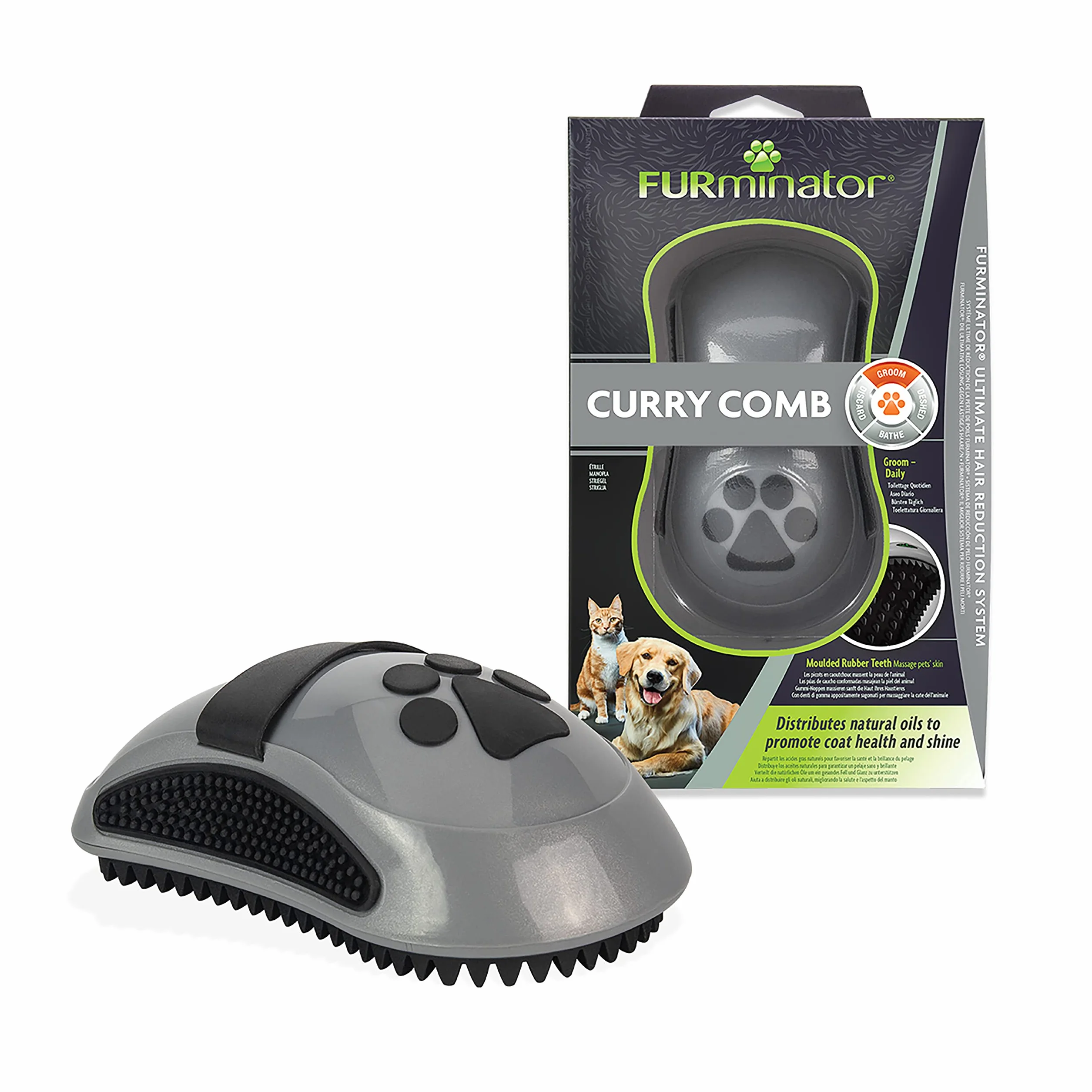 Furminator Curry Comb Szczotka dla Zwierząt, Szary/Czarny, 13 cm