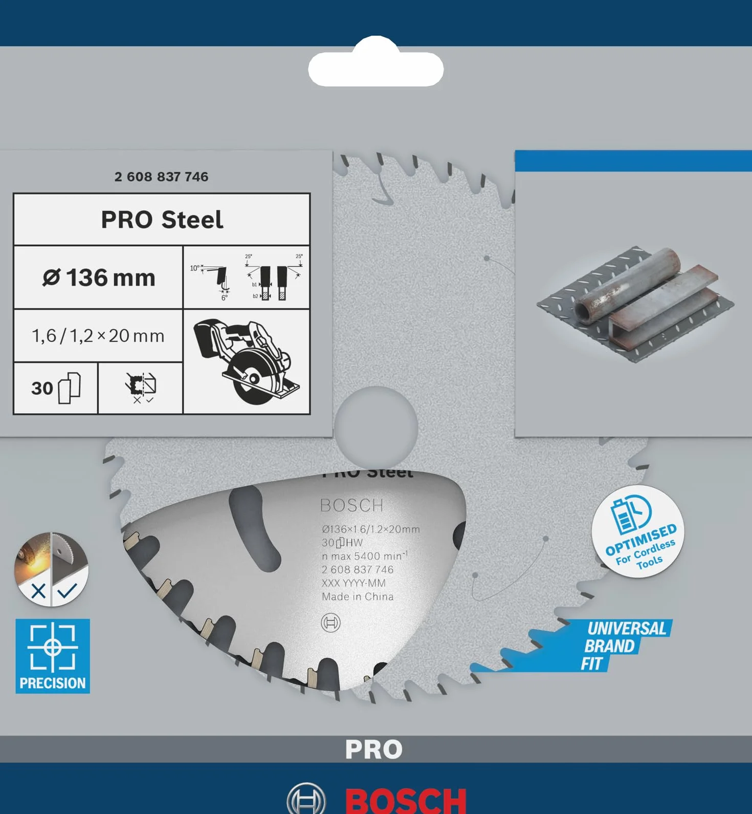 Bosch Professional Piła tarczowa Standard for Steel 136x20x1.6 mm 30 zęby