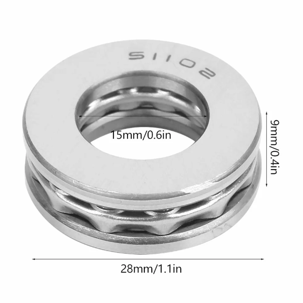 5 sztuk 15 x 28 x 9 mm osiowe łożysko kulkowe 51102 ze stali widelcowej, płaskie jednorzędowe łożyska toczne o dużej nośności, do maszyn przemysłowych, wytrzymałe łożyska osiowe do montażu i techniki