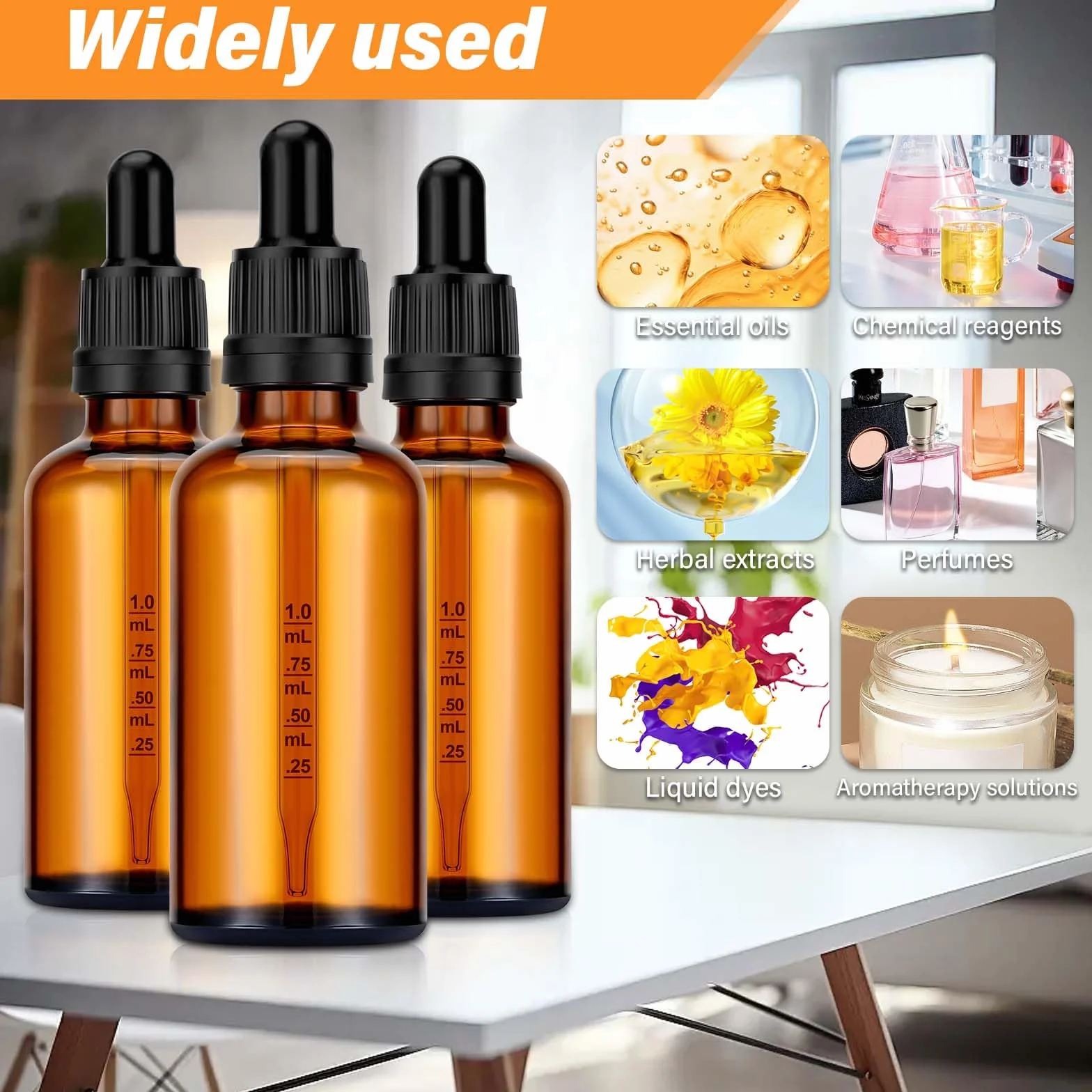 Pavlleen 6 szt. pipet 100 ml, brązowe szklane butelki z zakraplaczem, w tym 6 akcesoriów pomocniczych, brązowe szklane butelki, butelki z olejkiem eterycznym do wielokrotnego napełniania