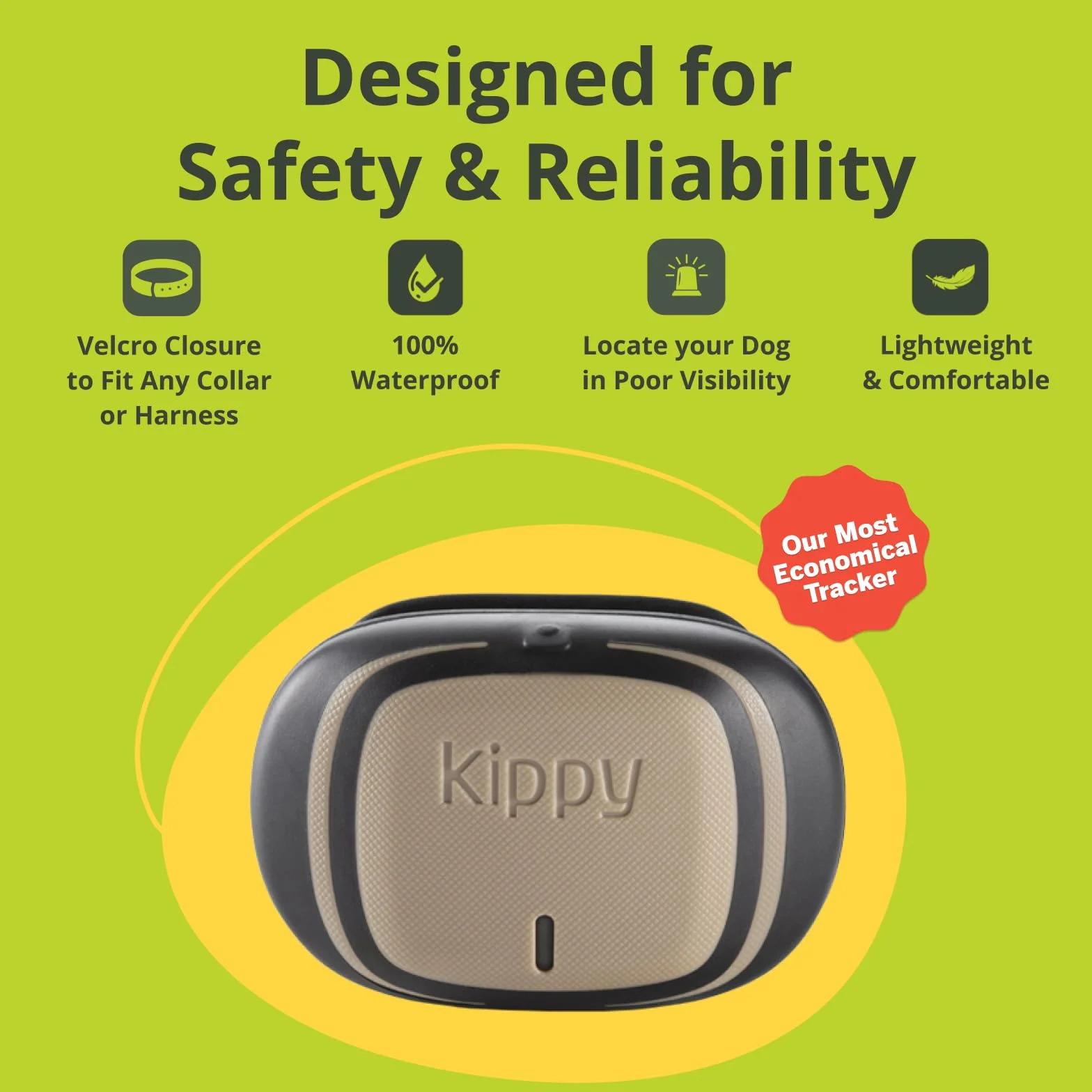 Kippy - Kippy EVO - Nowa Obroża z Lokalizatorem GPS i Monitorem Aktywności dla Psów i Kotów, 38 g, Wodoodporna, Bateria 7 dni, Brązowe Drewno