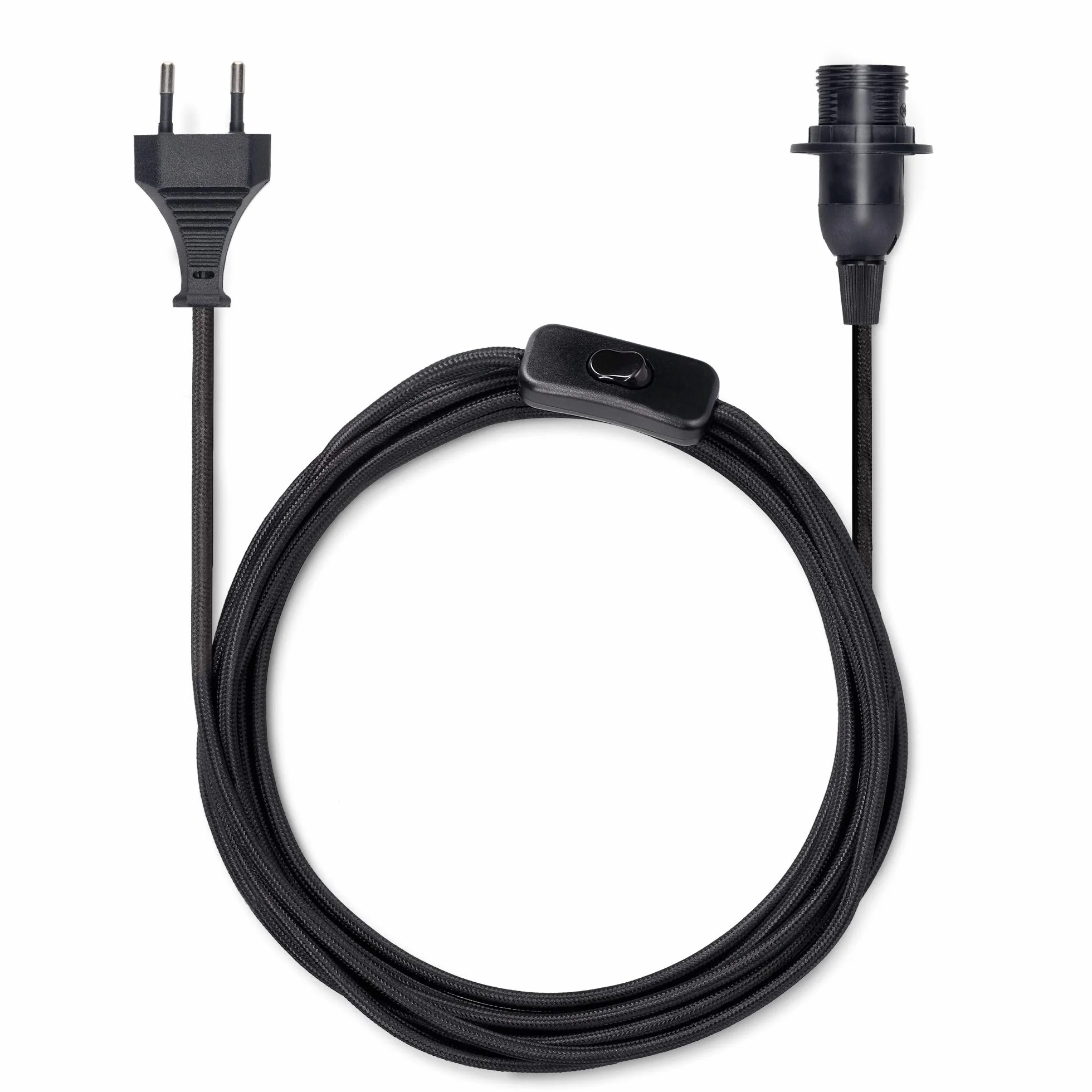 kwmobile Oprawa lampa E14 z przełącznikiem - kabel tekstylny 5 m - przewód zasilający z pierścieniem śrubowym przełącznik - zawieszenie lampa, czarny