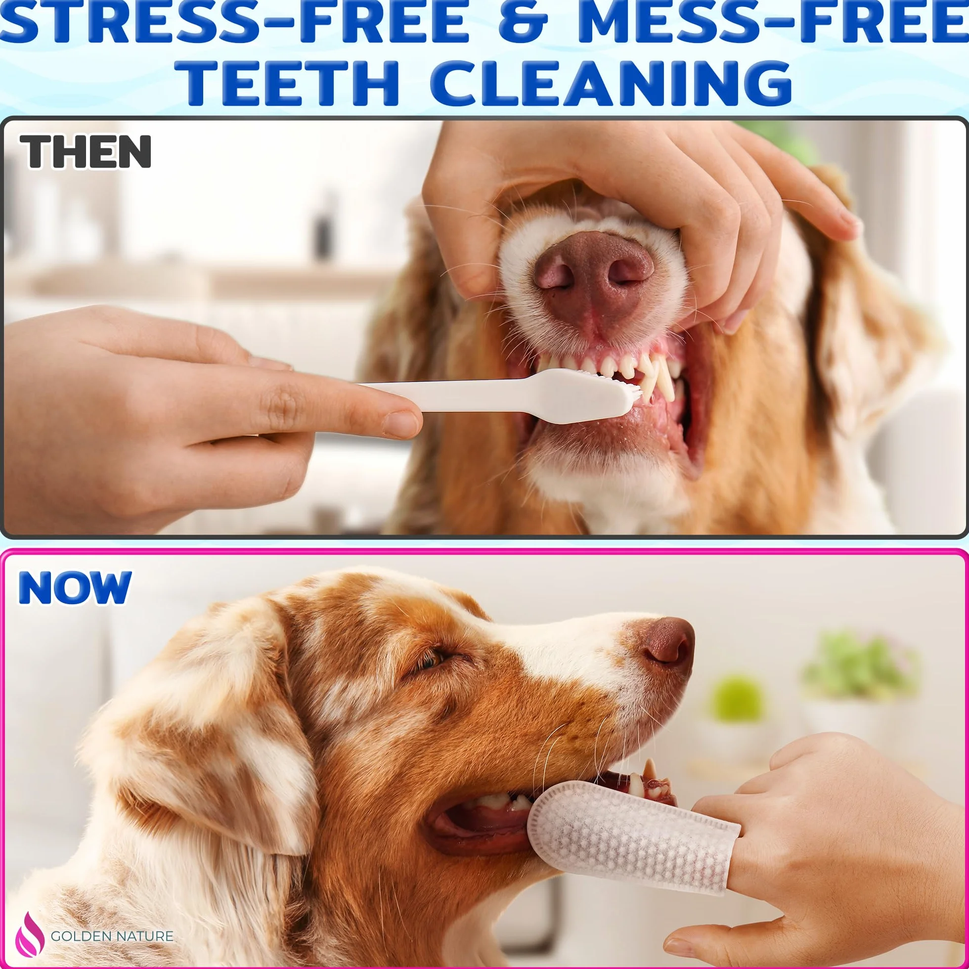 Teeth Cleaning Wipes for Dogs and Cats - 100 Pcs - Pet Dental Care Finger Pads/Mouth Wipes for Fresh Breath, Plaque and Tartar Removal