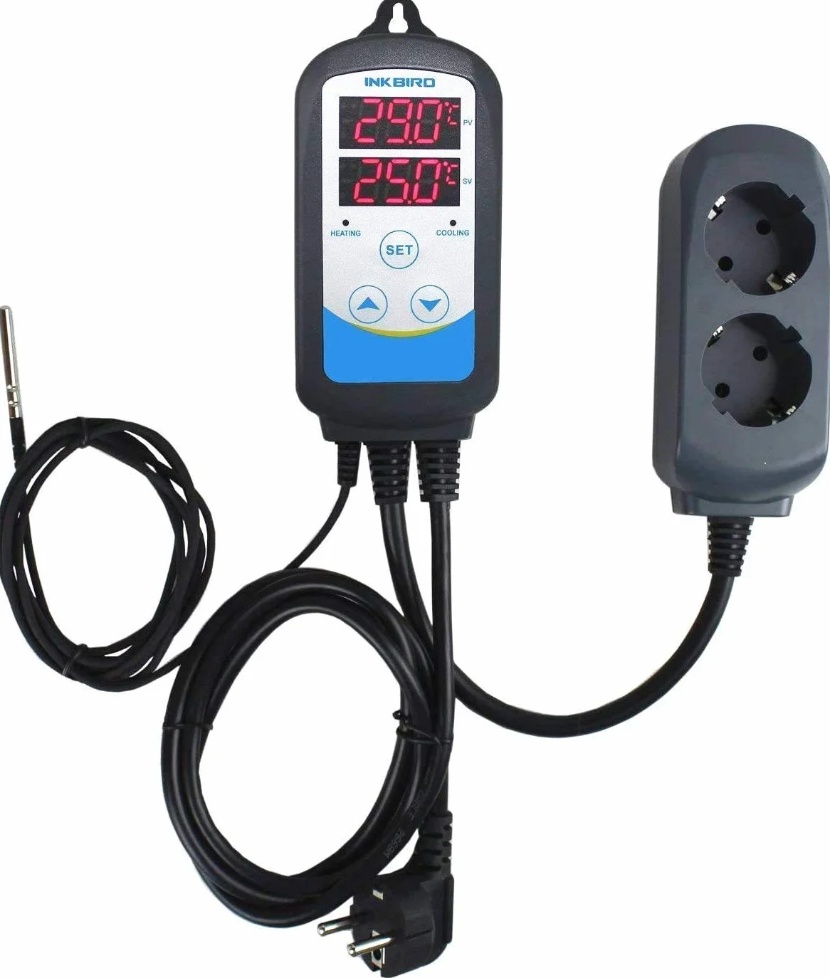 Inkbird ITC-310T-B regulator temperatury, 230 V, programowalna wtyczka timera, 12 różnych temperatur z 12 przedziałami czasowymi do fermentacji, zacierania, warzenia piwa