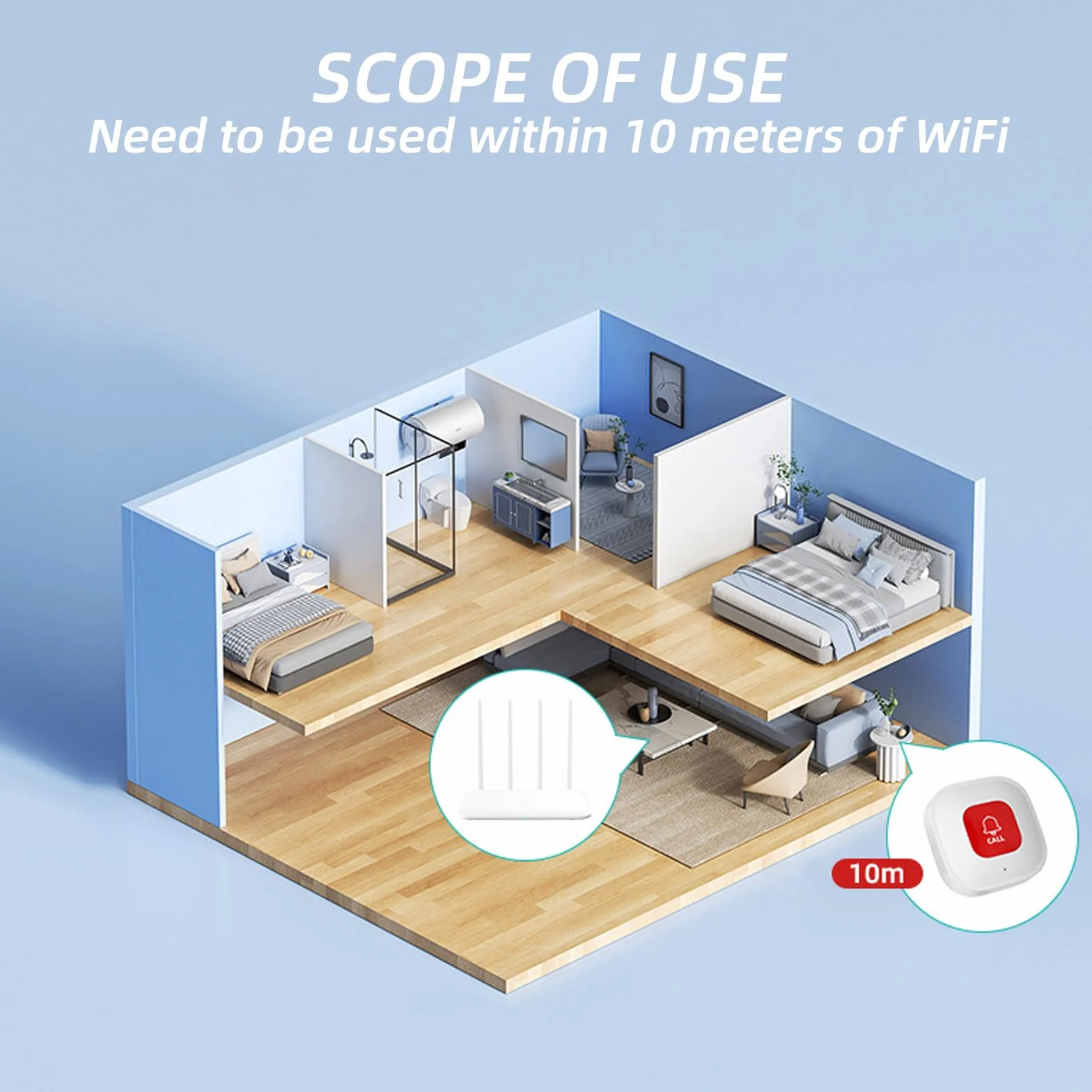 Inteligentny przycisk alarmowy WiFi dla seniorów, osobisty przycisk alarmowy SOS dla starszych pacjentów, dzieci, Wi-Fi SOS połączenia alarmowe na telefon komórkowy, połączenie alarmowe do domu, Tuya