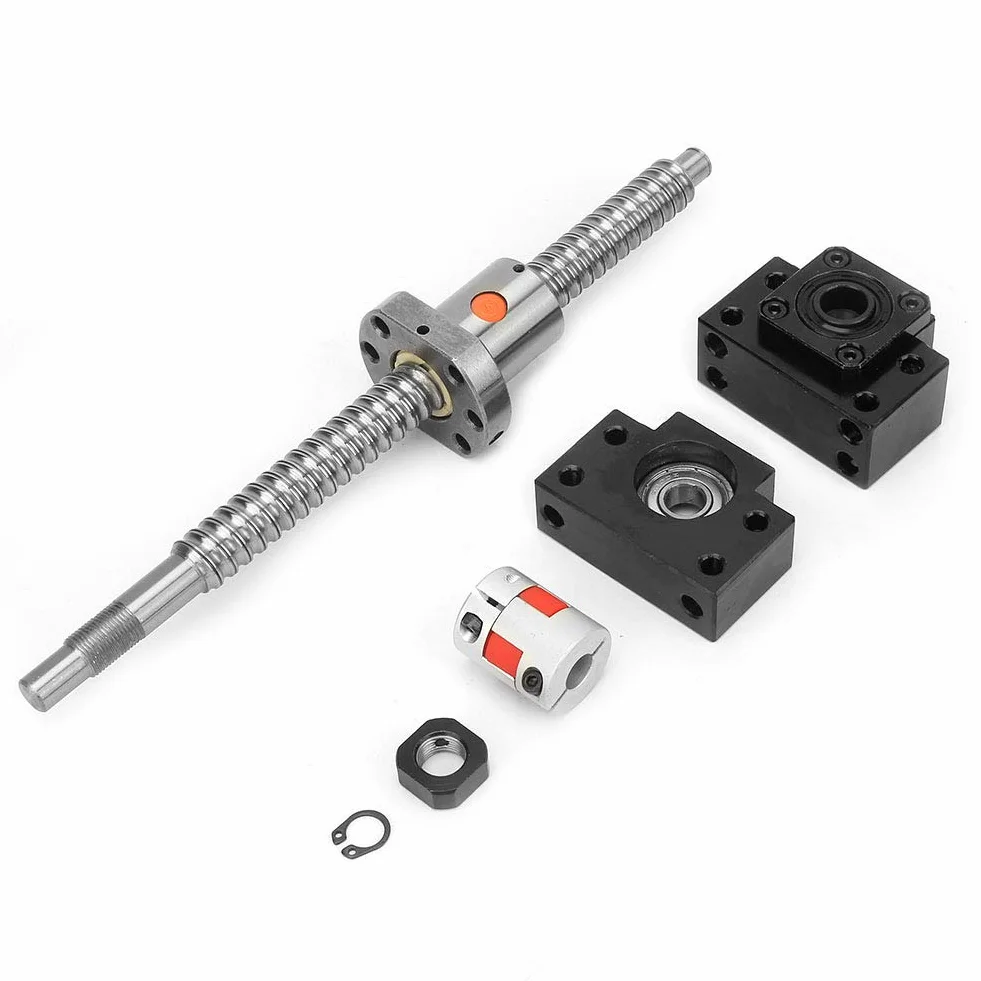 SFU1605 śruba ze stali nierdzewnej, śruba kulowa 1605, śruba kulowa 250 mm, nakrętka i wsparcie BkBf12 i sprzęgło 6,35 x 10 mm