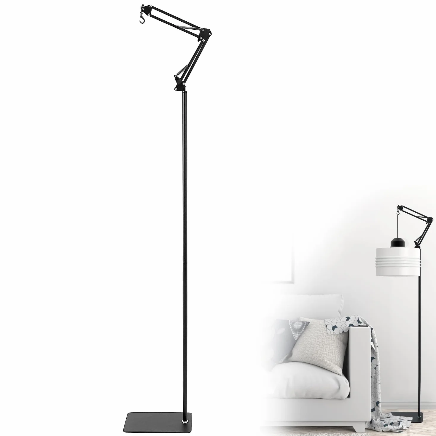 QWORK® Oprawa lampy do klatki habitatowej, podstawa lampy grzewczej dla gadów, żółwi, pająków, jaszczurek, regulowana wysokość 60-140 cm