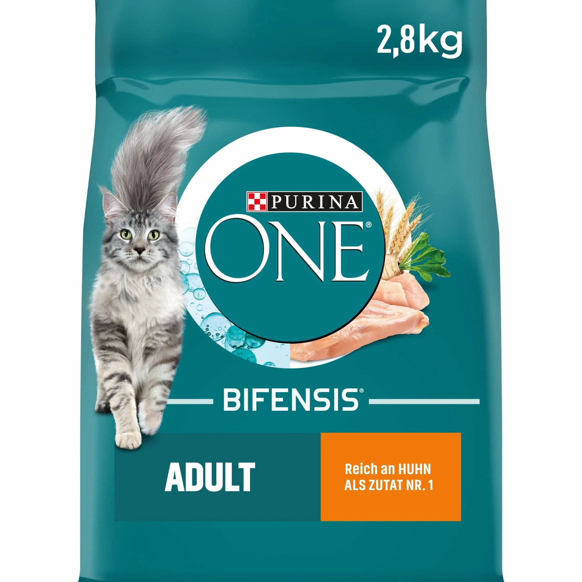 PURINA ONE BIFENSIS karma dla kotów dla dorosłych, sucha, bogata w kurczaki, 4 sztuki w opakowaniu (4 x 2,8 kg)